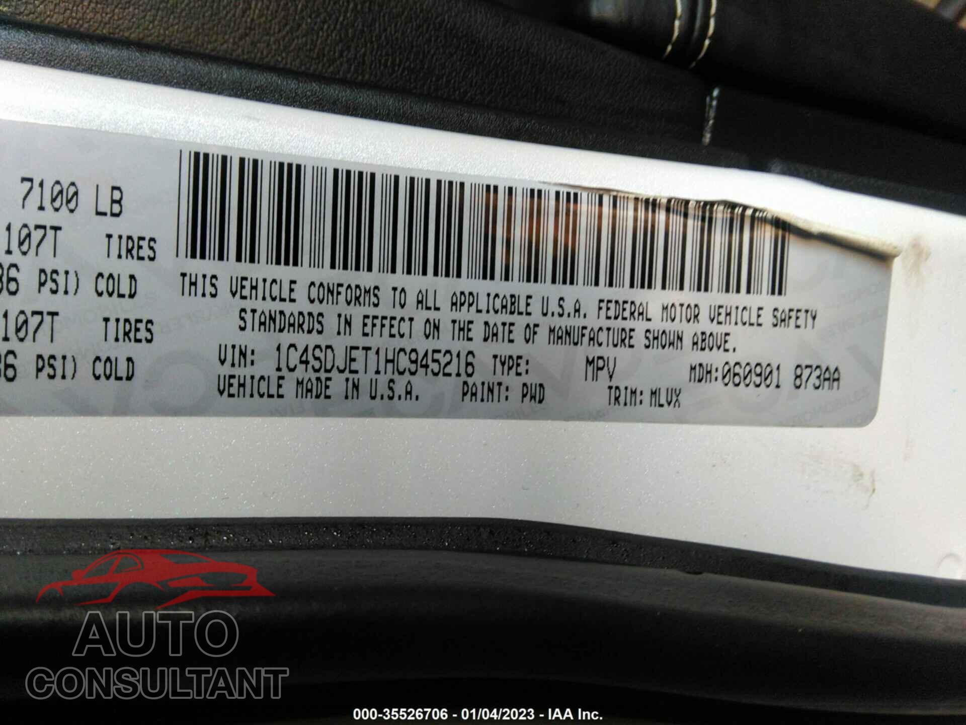 DODGE DURANGO 2017 - 1C4SDJET1HC945216