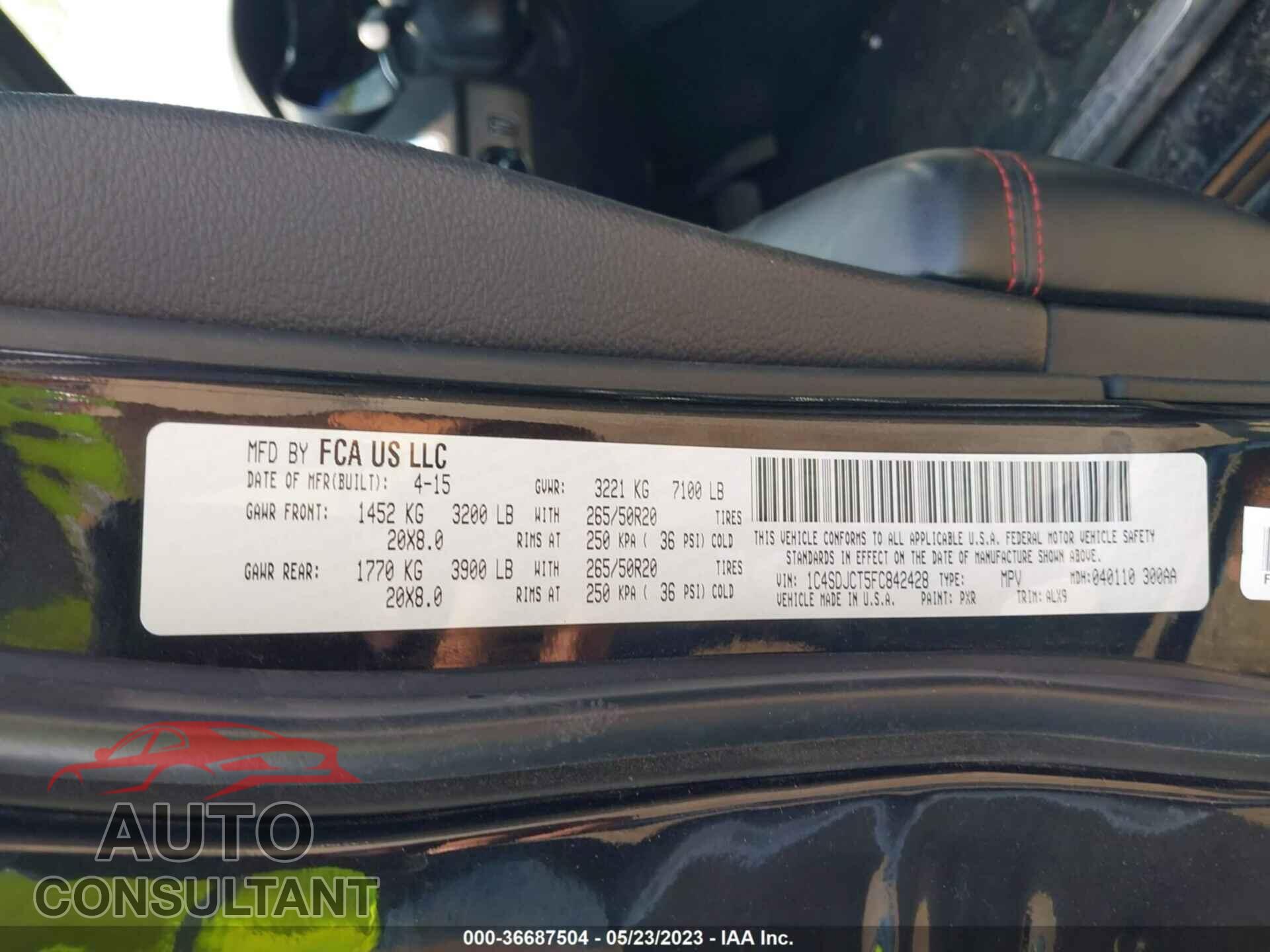 DODGE DURANGO 2015 - 1C4SDJCT5FC842428