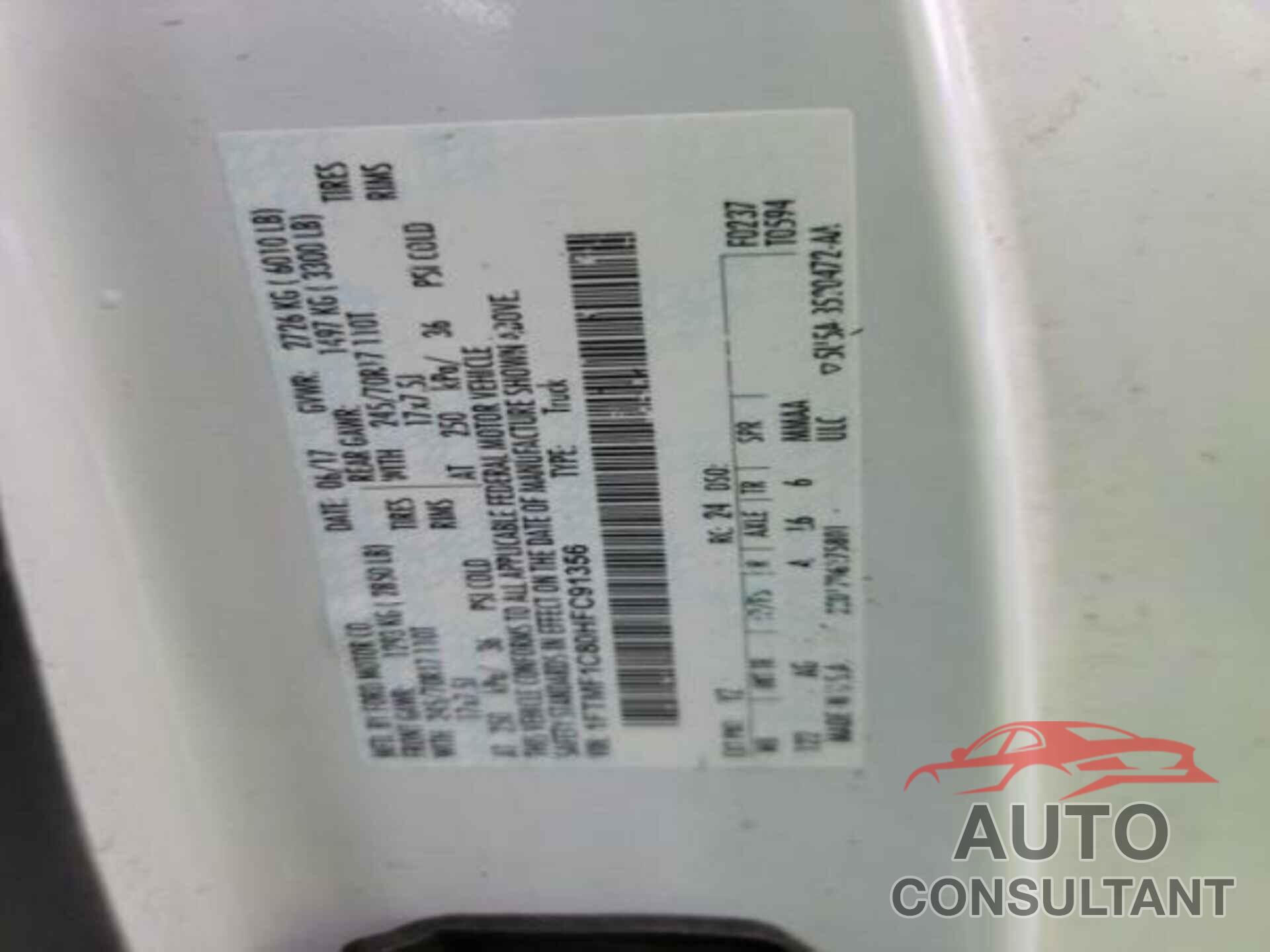 FORD F-150 2017 - 1FTMF1C80HFC91356