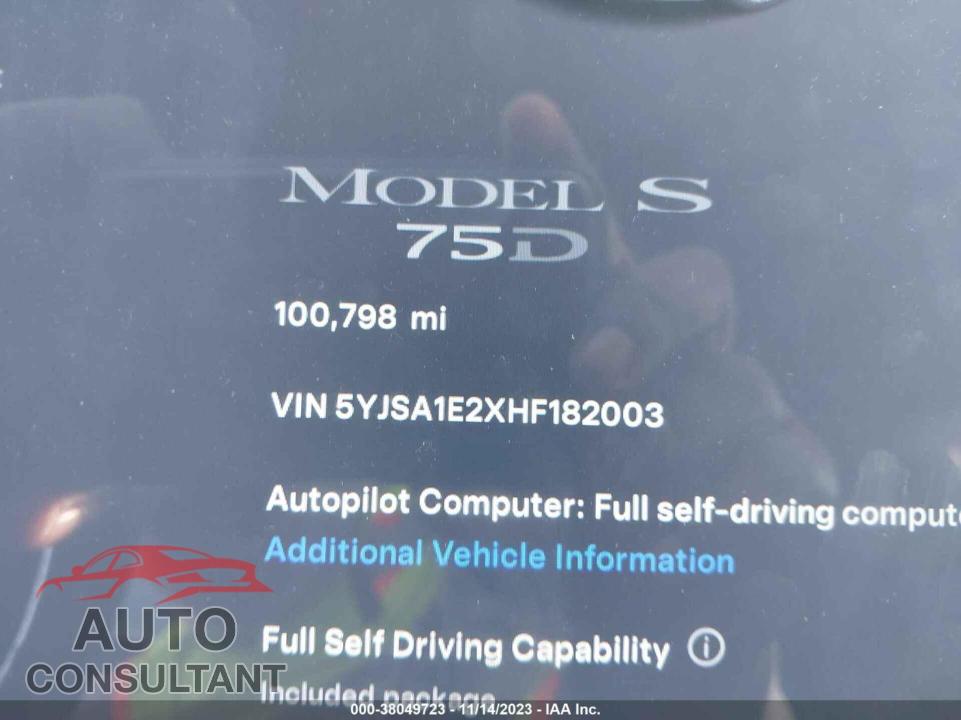 TESLA MODEL S 2017 - 5YJSA1E2XHF182003