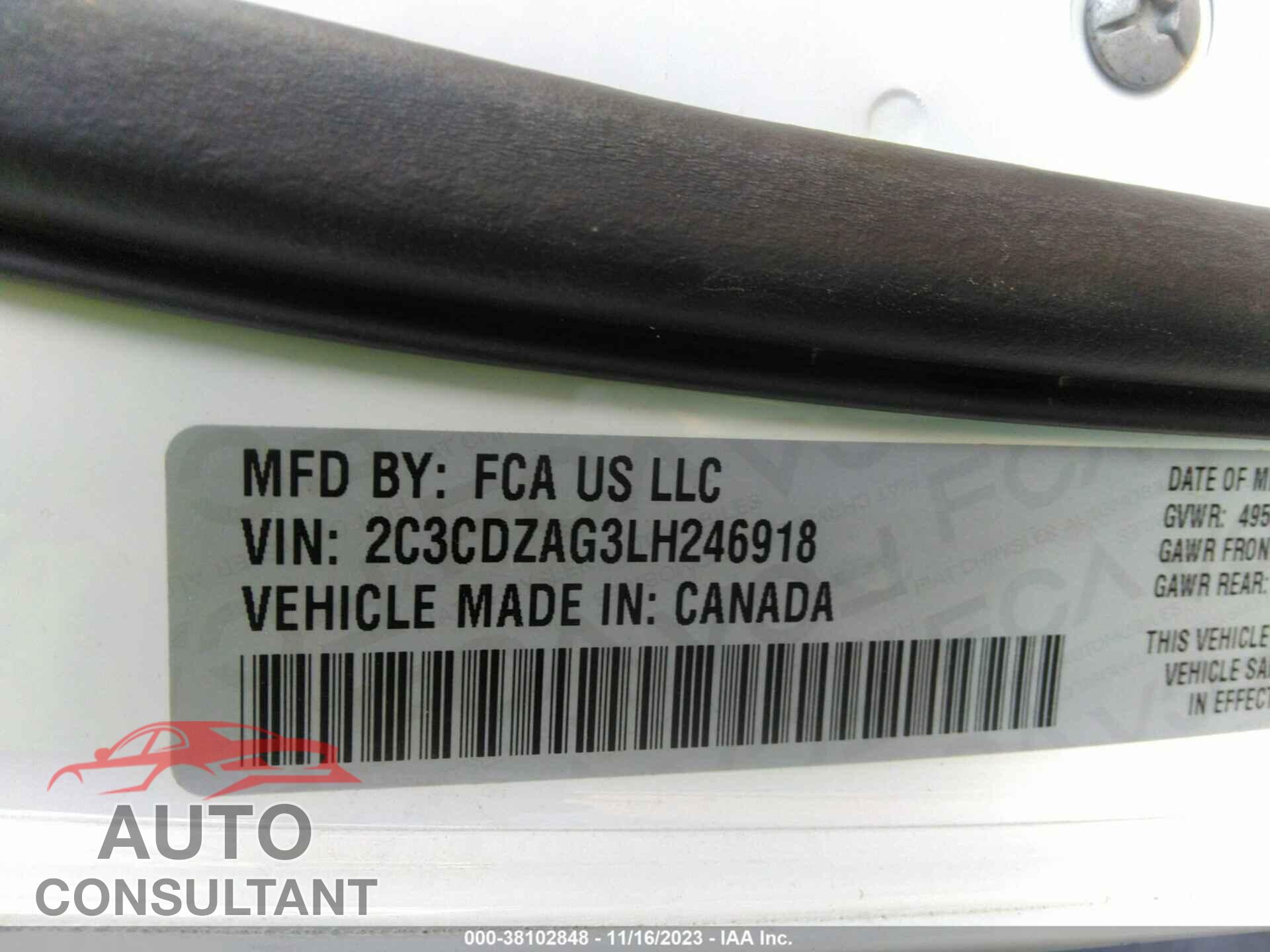 DODGE CHALLENGER 2020 - 2C3CDZAG3LH246918