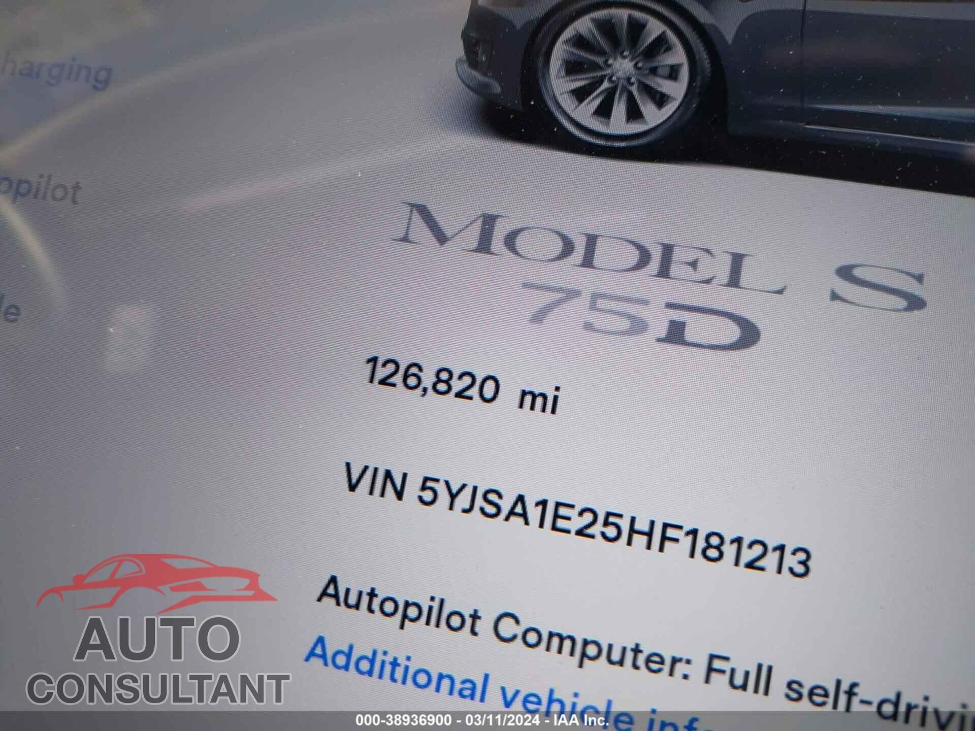 TESLA MODEL S 2017 - 5YJSA1E25HF181213