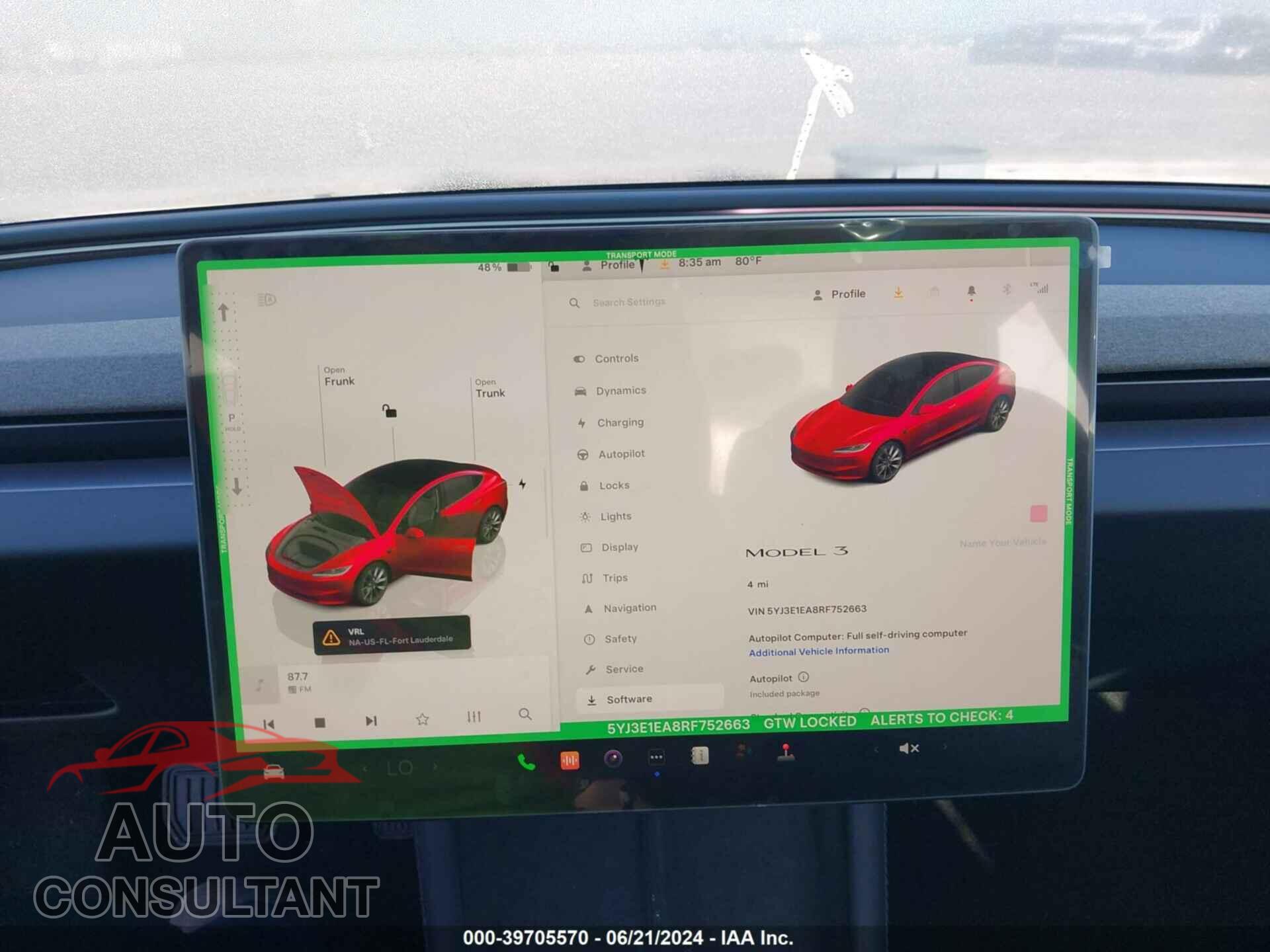 TESLA MODEL 3 2024 - 5YJ3E1EA8RF752663