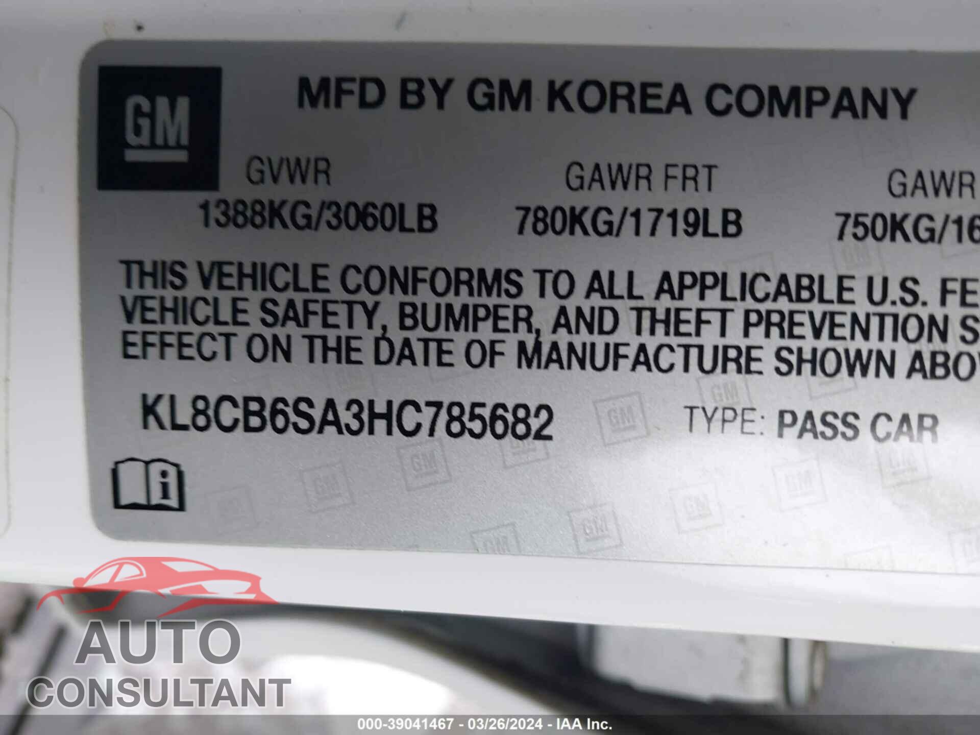 CHEVROLET SPARK 2017 - KL8CB6SA3HC785682