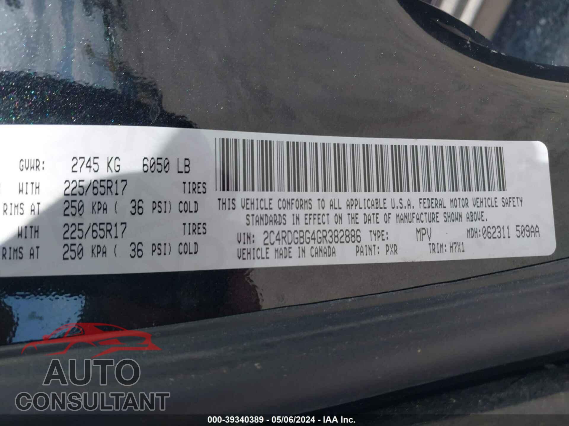 DODGE GRAND CARAVAN 2016 - 2C4RDGBG4GR382886