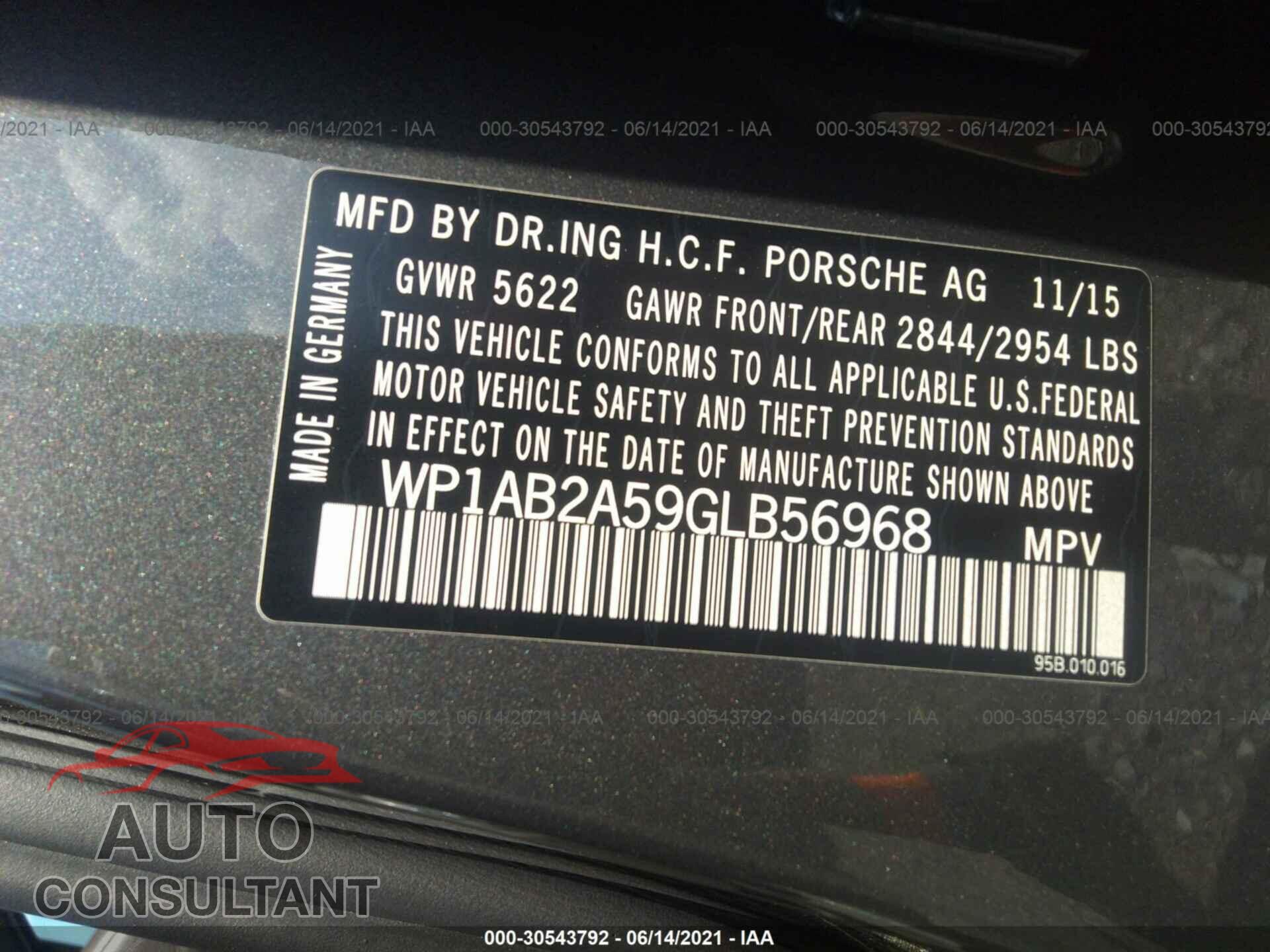 PORSCHE MACAN 2016 - WP1AB2A59GLB56968