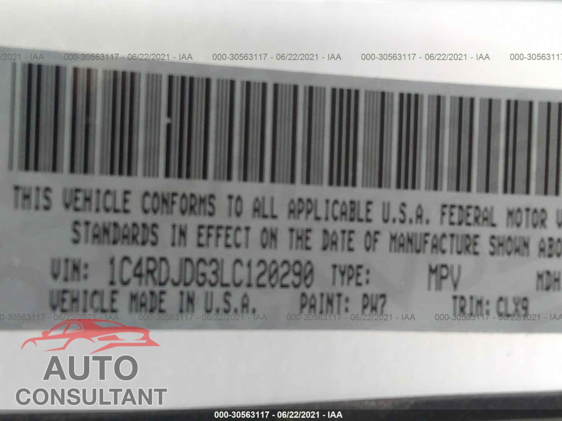 DODGE DURANGO 2020 - 1C4RDJDG3LC120290