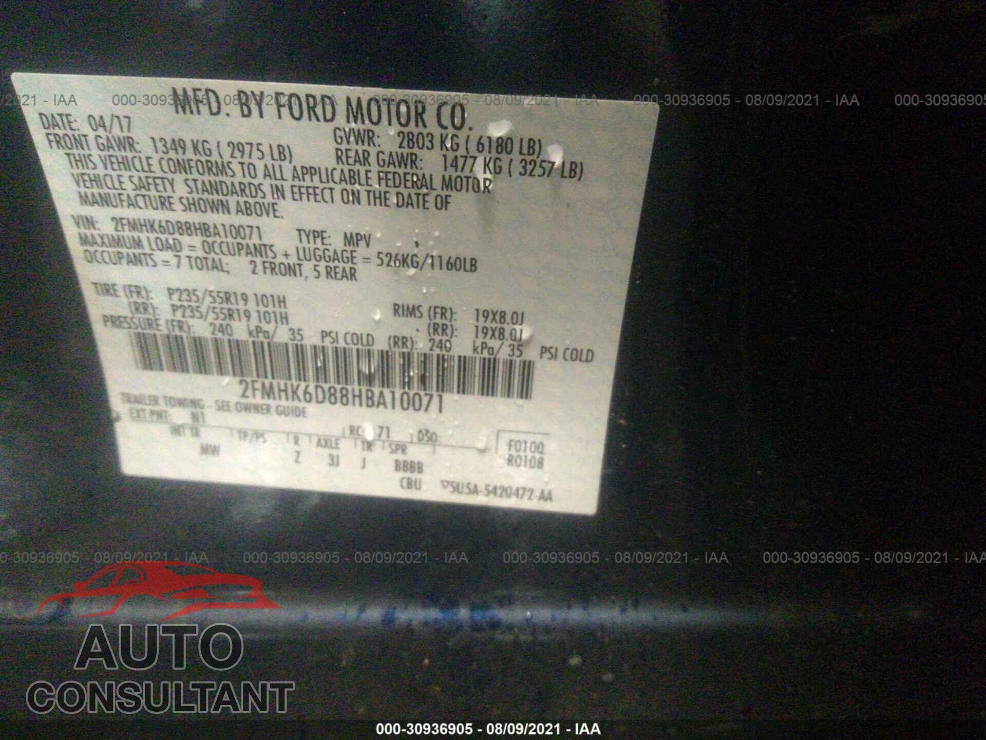 FORD FLEX 2017 - 2FMHK6D88HBA10071