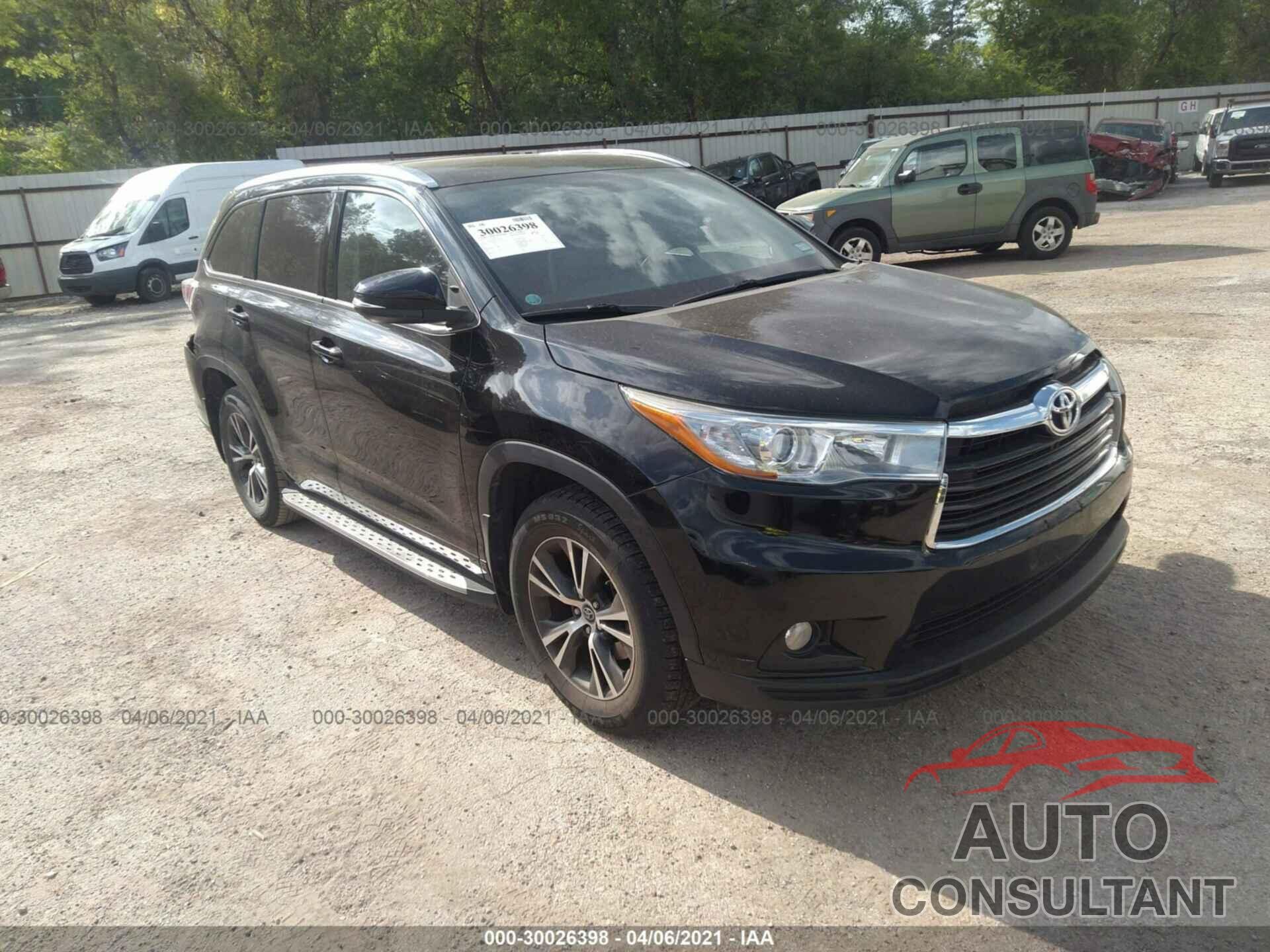 TOYOTA HIGHLANDER 2016 - 5TDKKRFH3GS502481