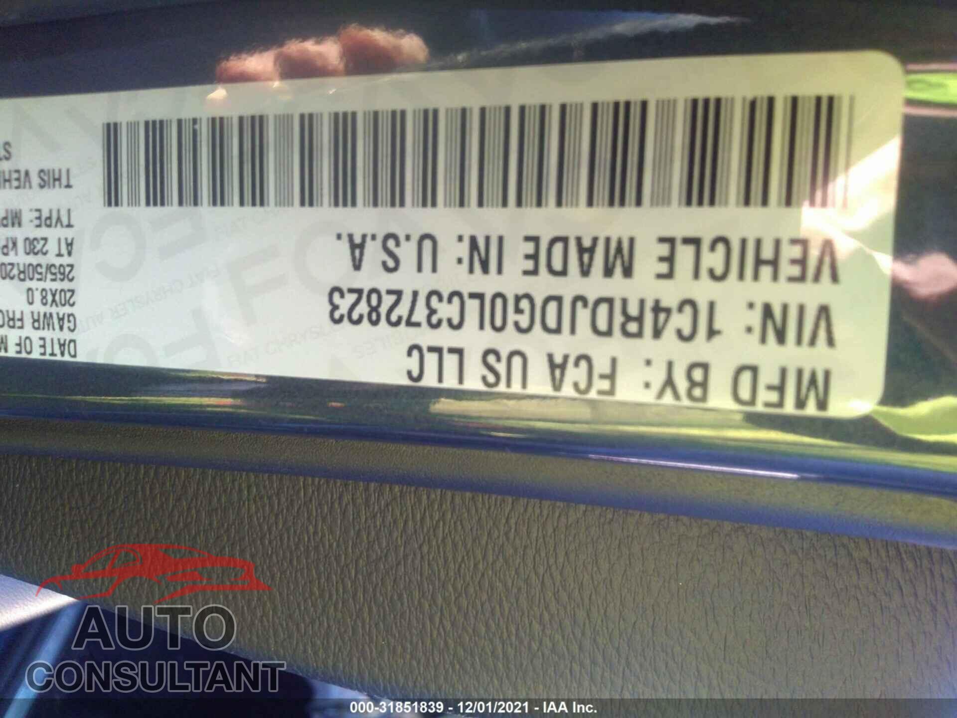 DODGE DURANGO 2020 - 1C4RDJDG0LC372823