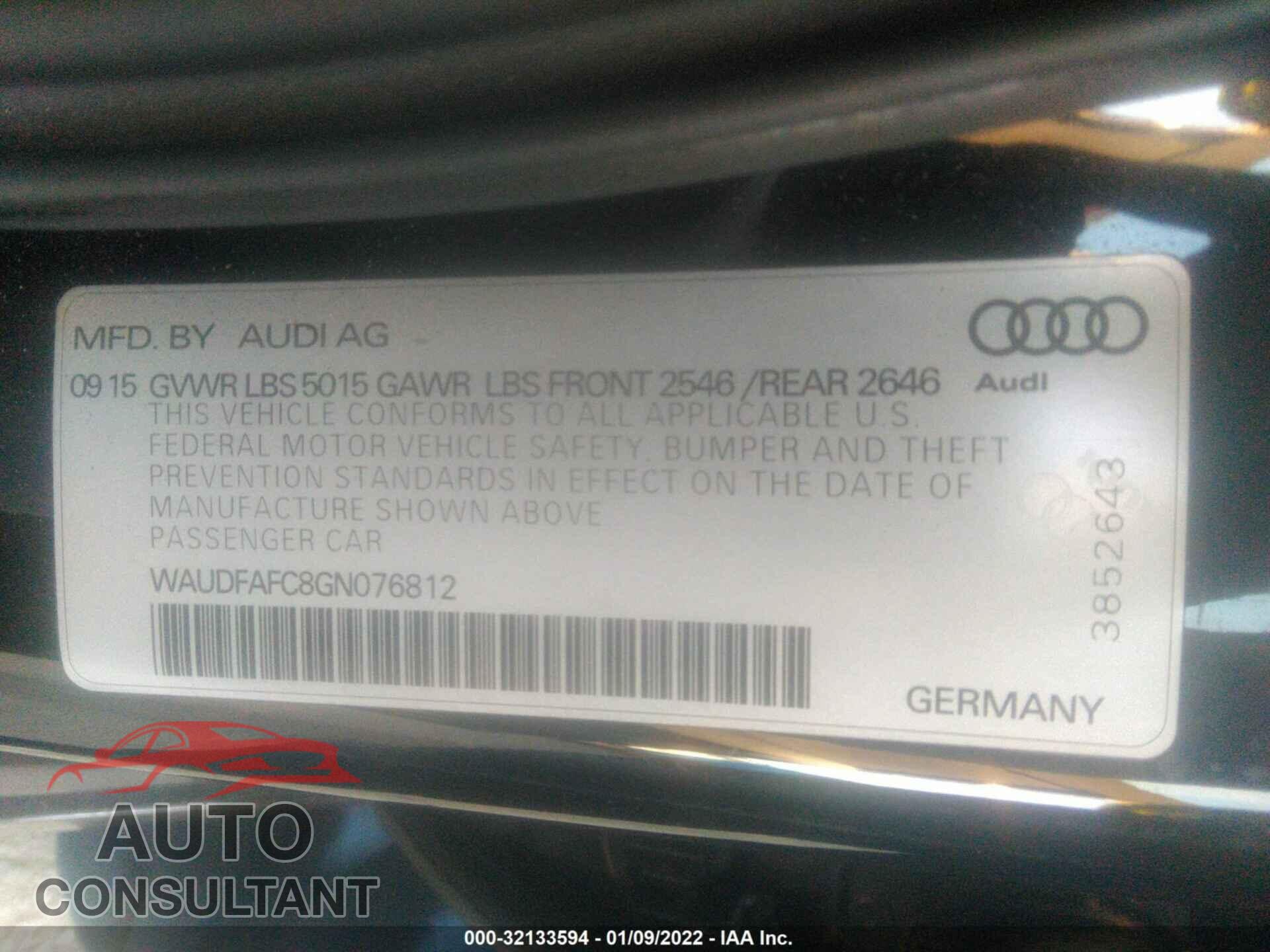 AUDI A6 2016 - WAUDFAFC8GN076812