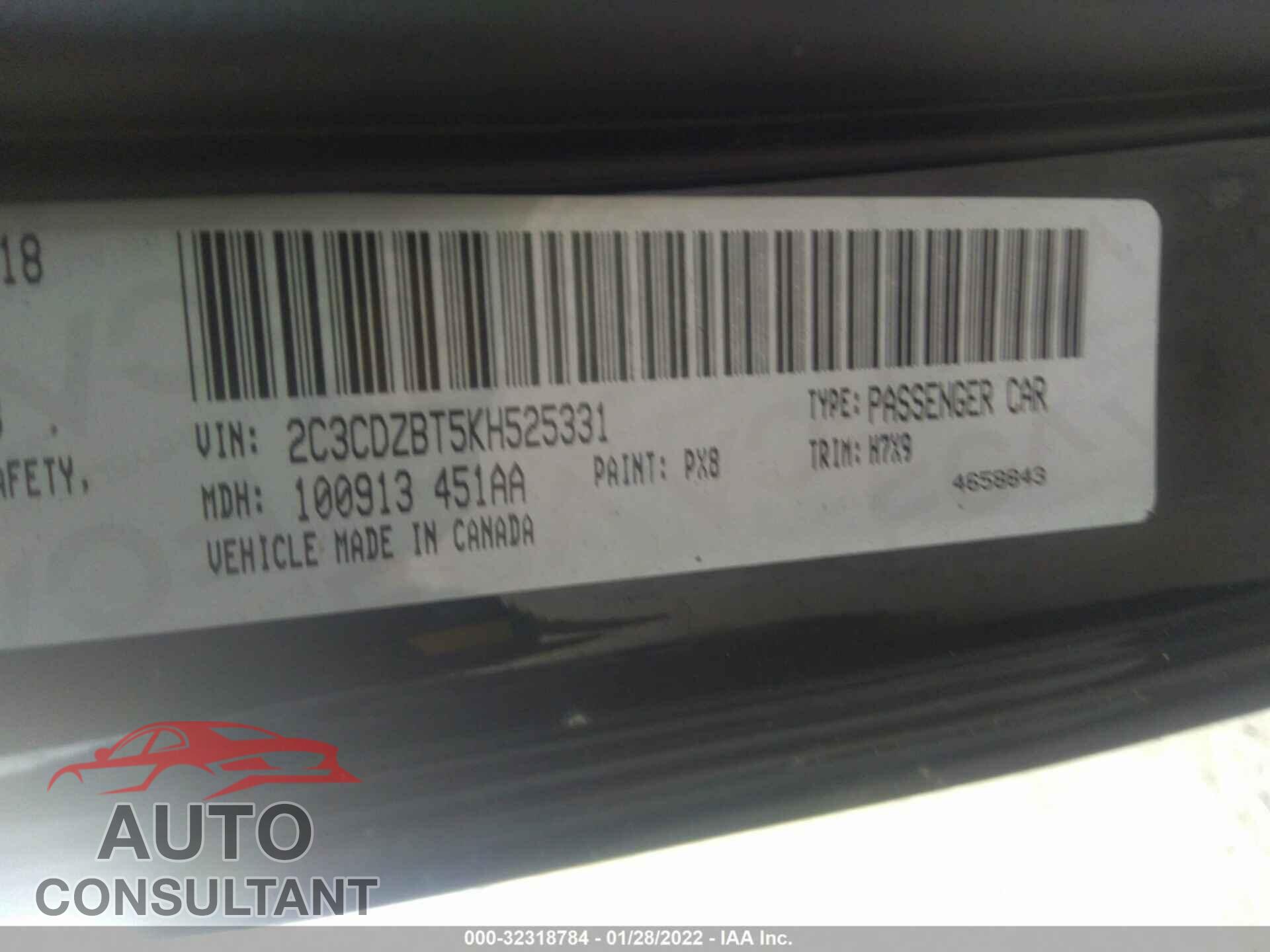 DODGE CHALLENGER 2019 - 2C3CDZBT5KH525331