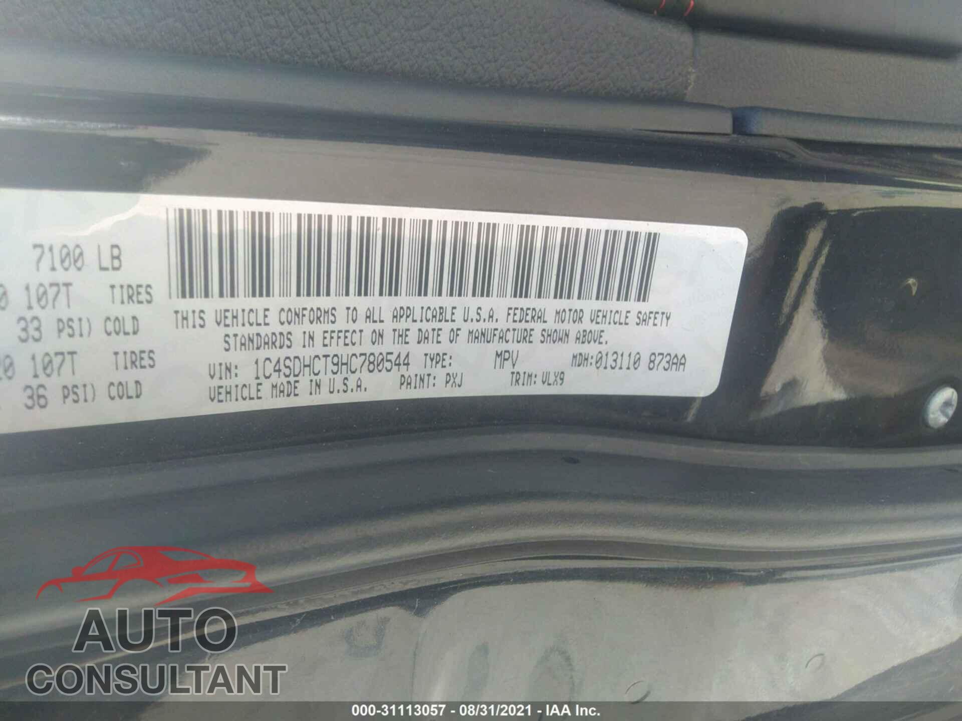 DODGE DURANGO 2017 - 1C4SDHCT9HC780544