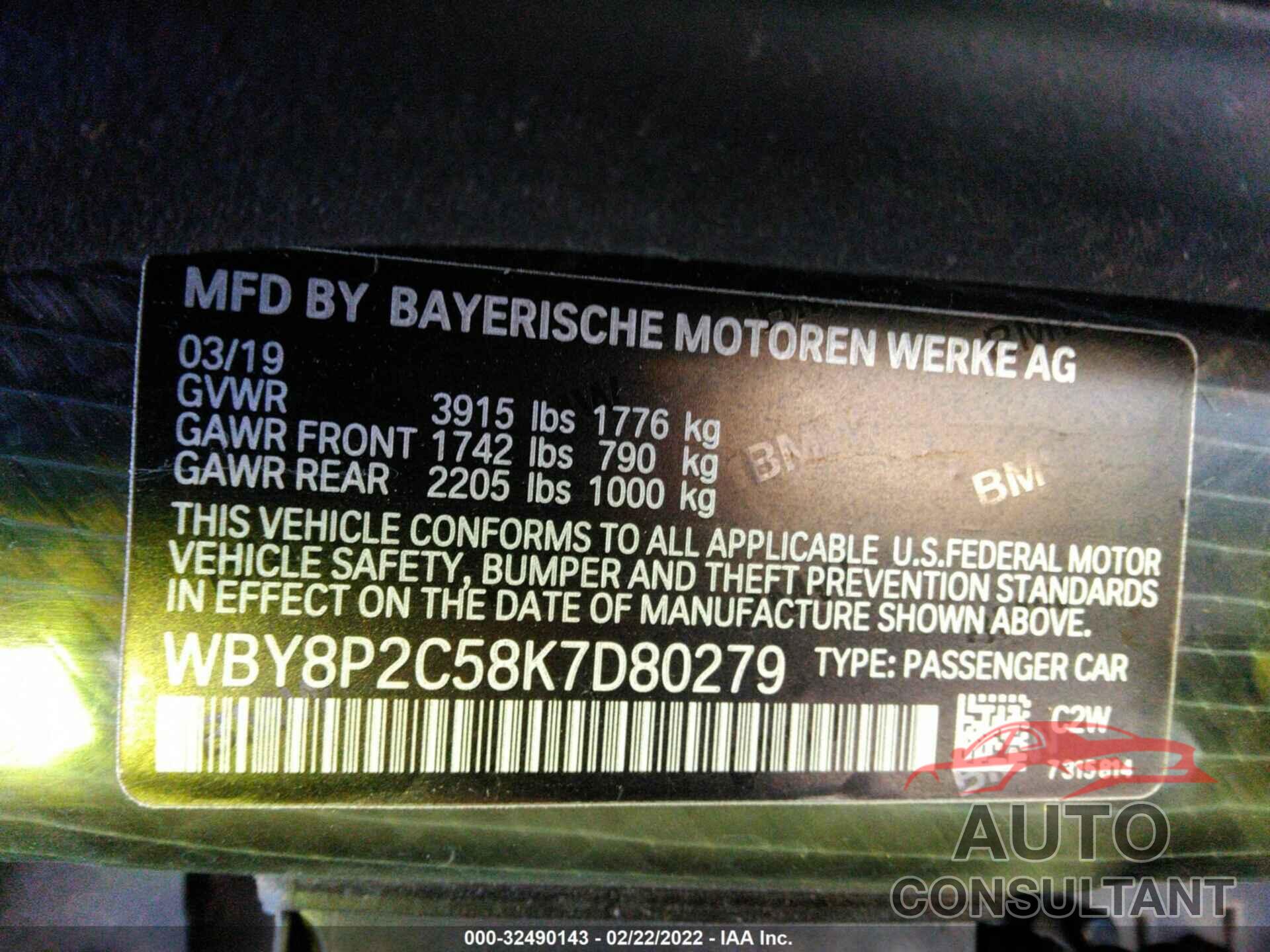 BMW I3 2019 - WBY8P2C58K7D80279