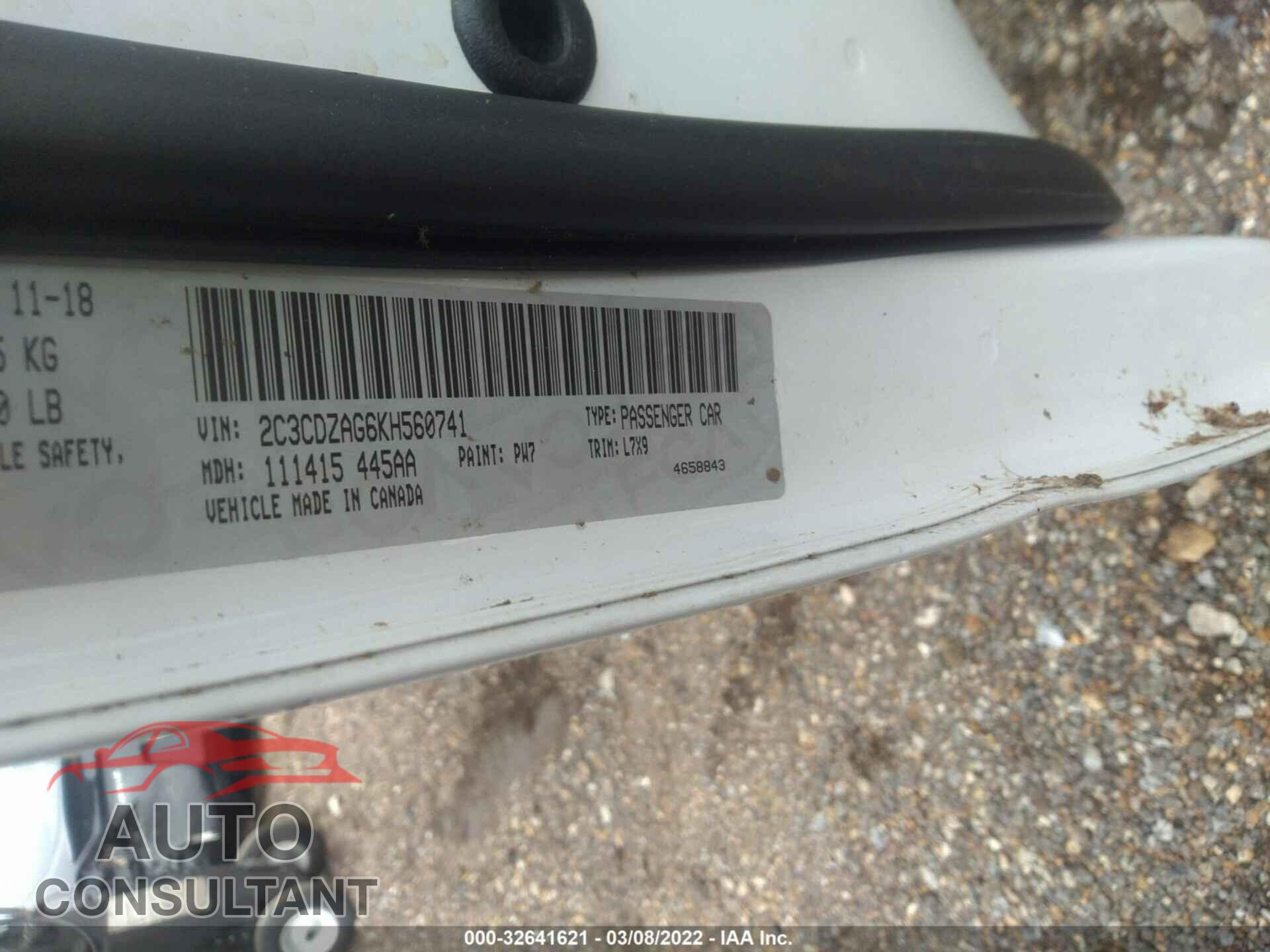 DODGE CHALLENGER 2019 - 2C3CDZAG6KH560741