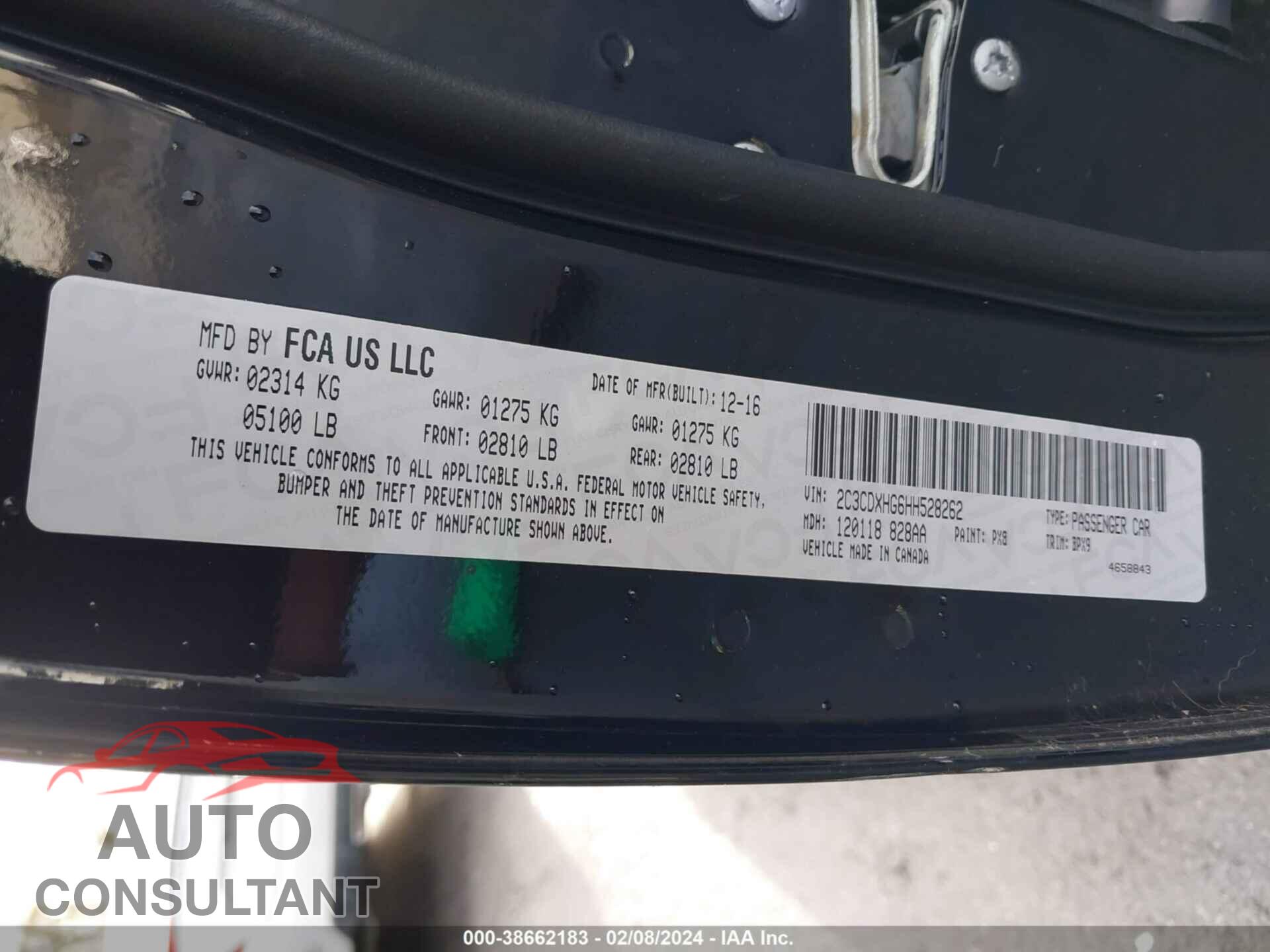 DODGE CHARGER 2017 - 2C3CDXHG6HH528262