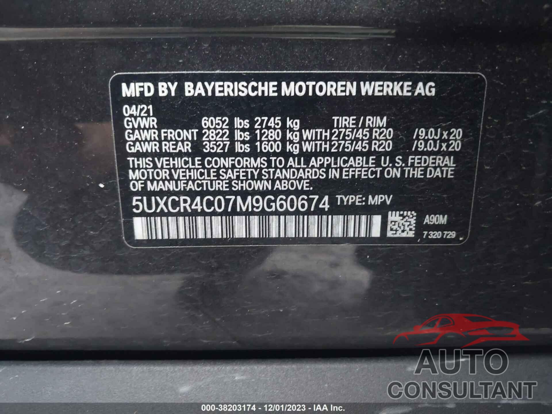 BMW X5 2021 - 5UXCR4C07M9G60674