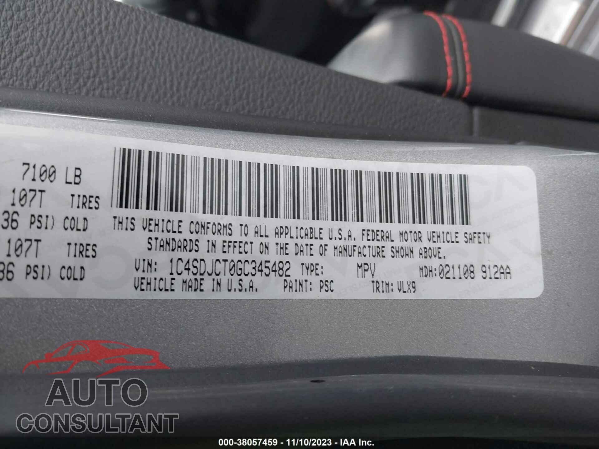 DODGE DURANGO 2016 - 1C4SDJCT0GC345482