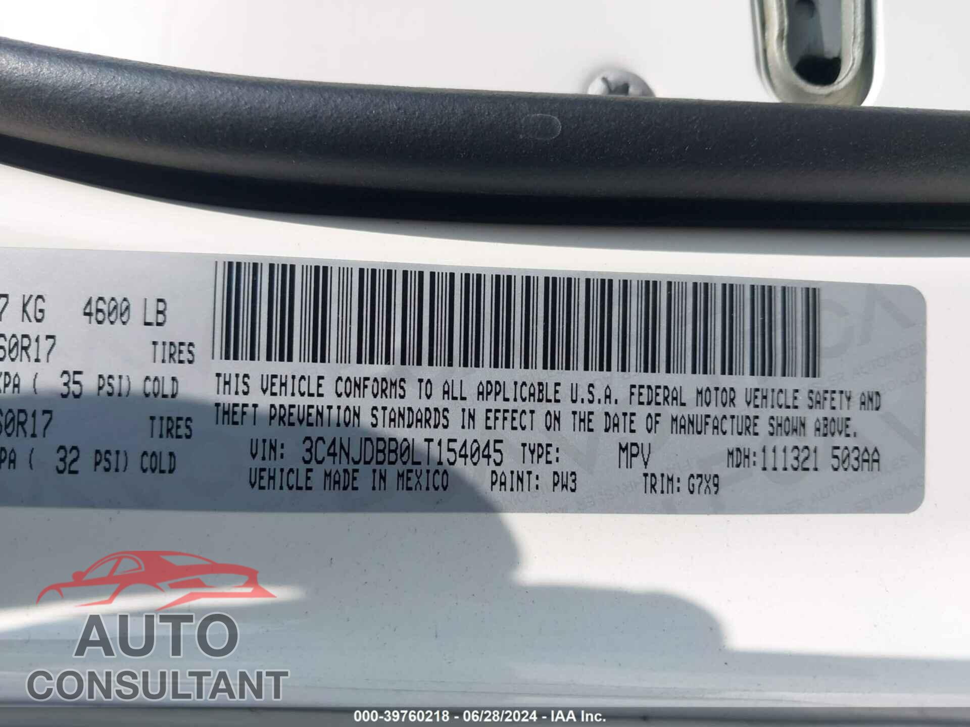 JEEP COMPASS 2020 - 3C4NJDBB0LT154045