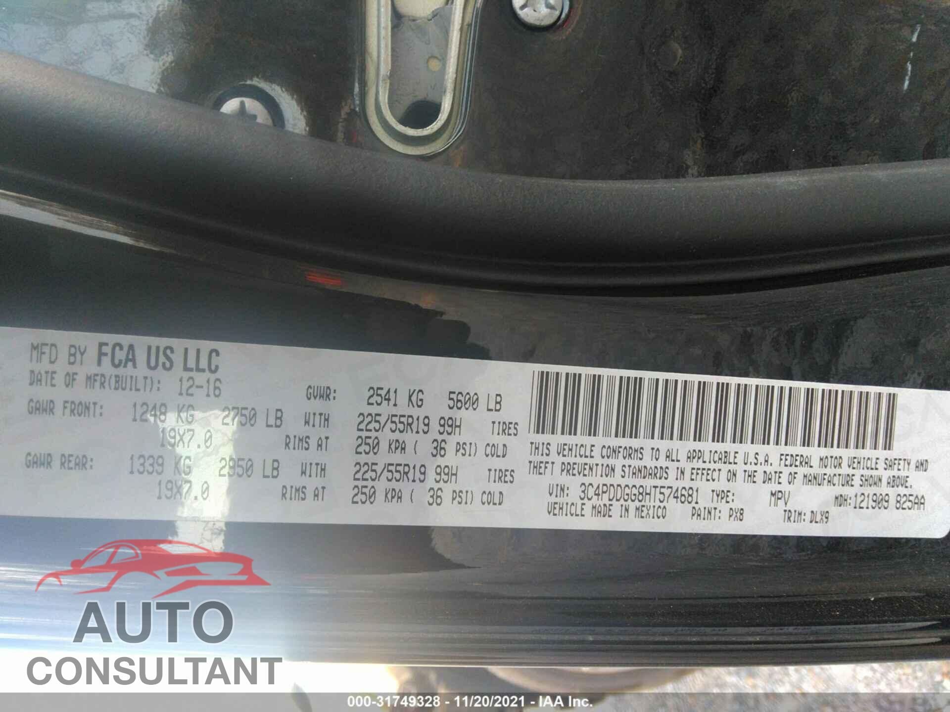 DODGE JOURNEY 2017 - 3C4PDDGG8HT574681