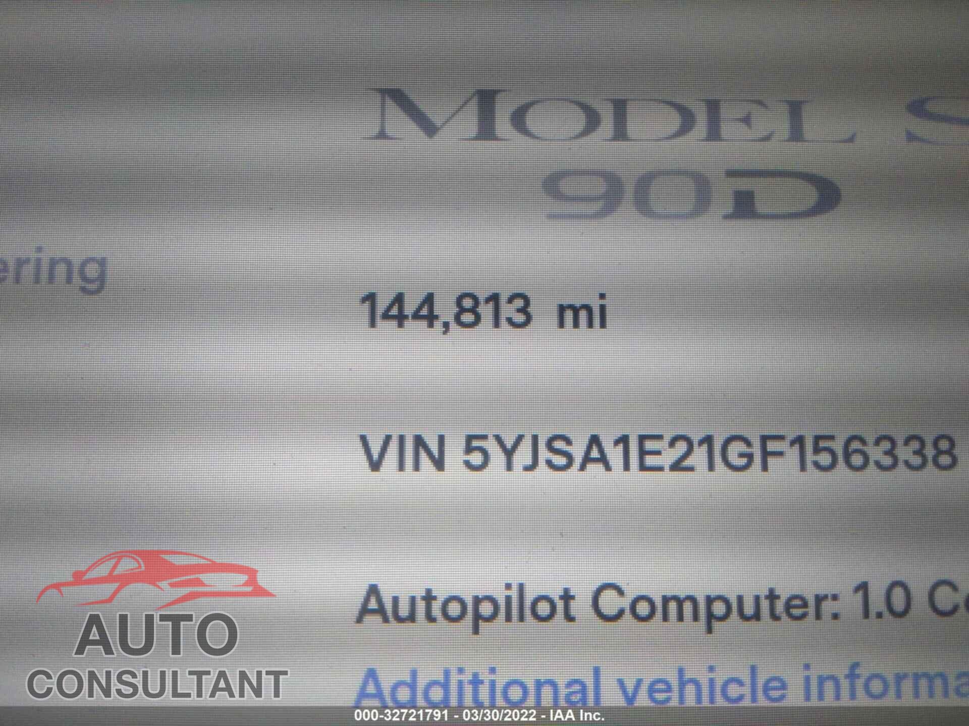 TESLA MODEL S 2016 - 5YJSA1E21GF156338
