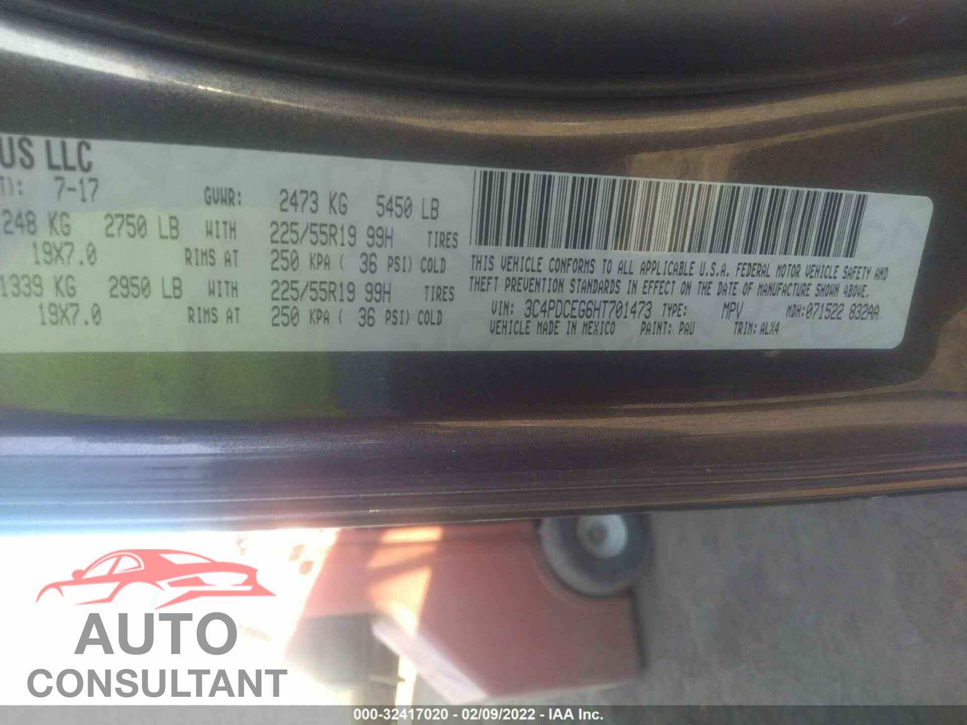DODGE JOURNEY 2017 - 3C4PDCEG6HT701473