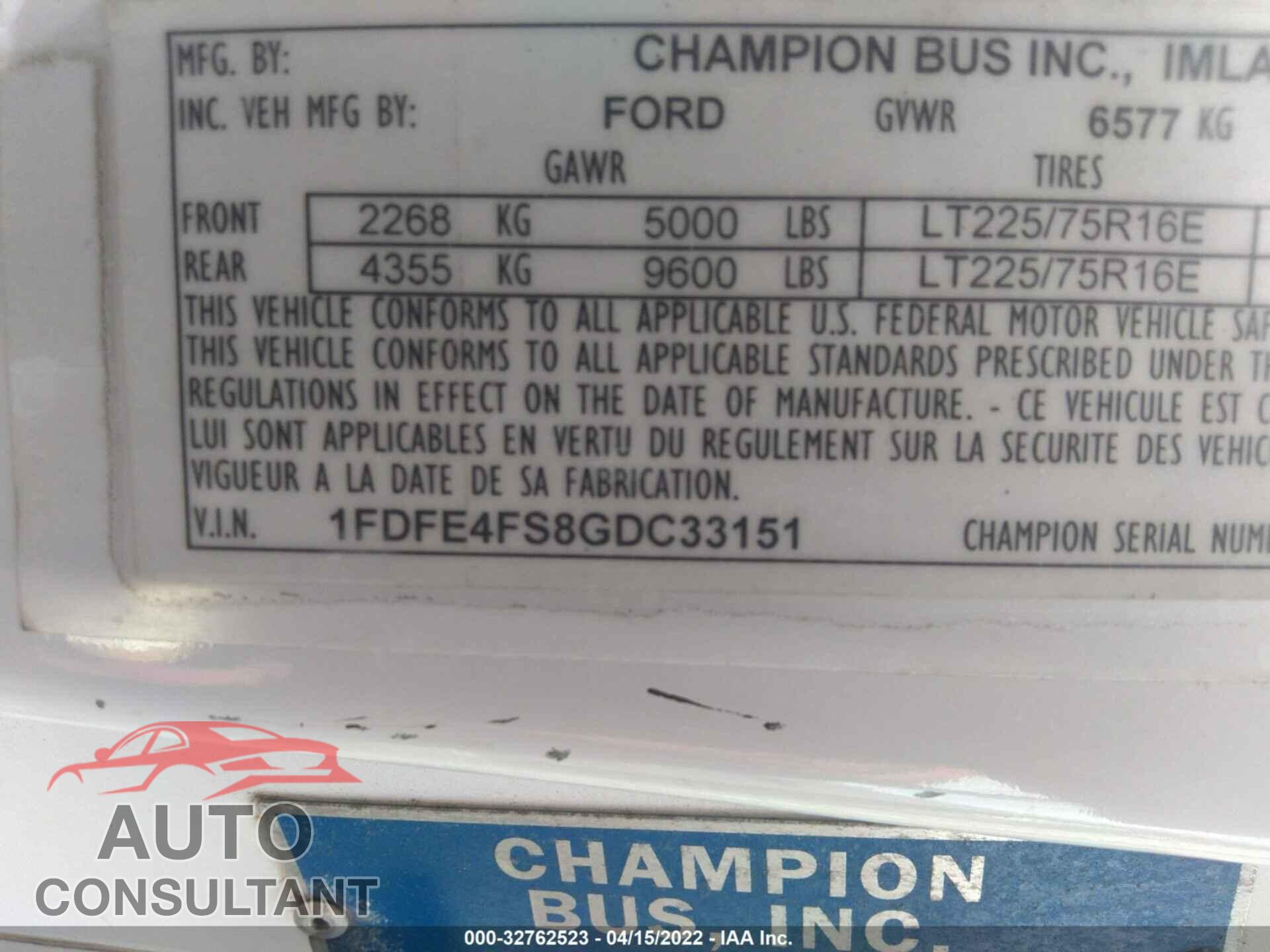 FORD ECONOLINE COMMERCIAL 2016 - 1FDFE4FS8GDC33151