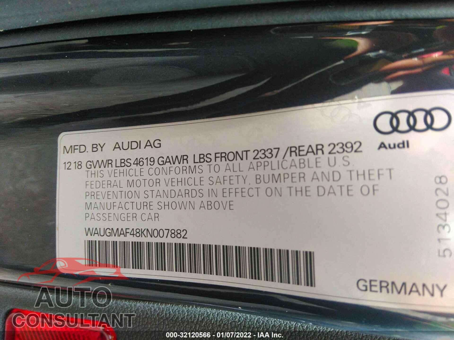 AUDI A4 2019 - WAUGMAF48KN007882