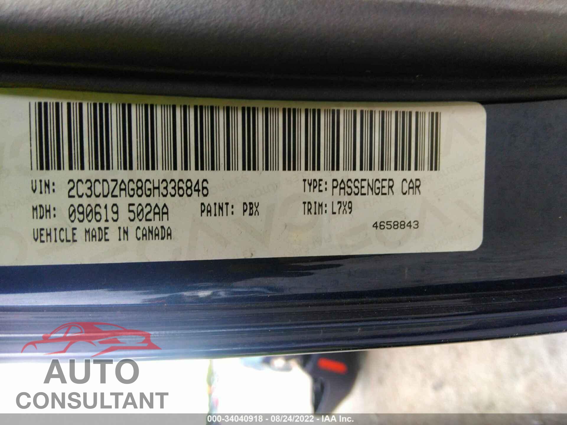 DODGE CHALLENGER 2016 - 2C3CDZAG8GH336846