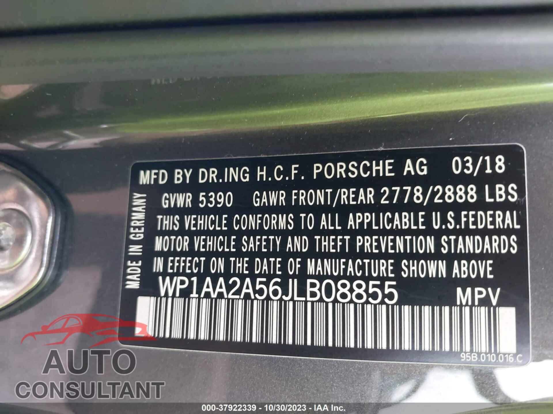 PORSCHE MACAN 2018 - WP1AA2A56JLB08855