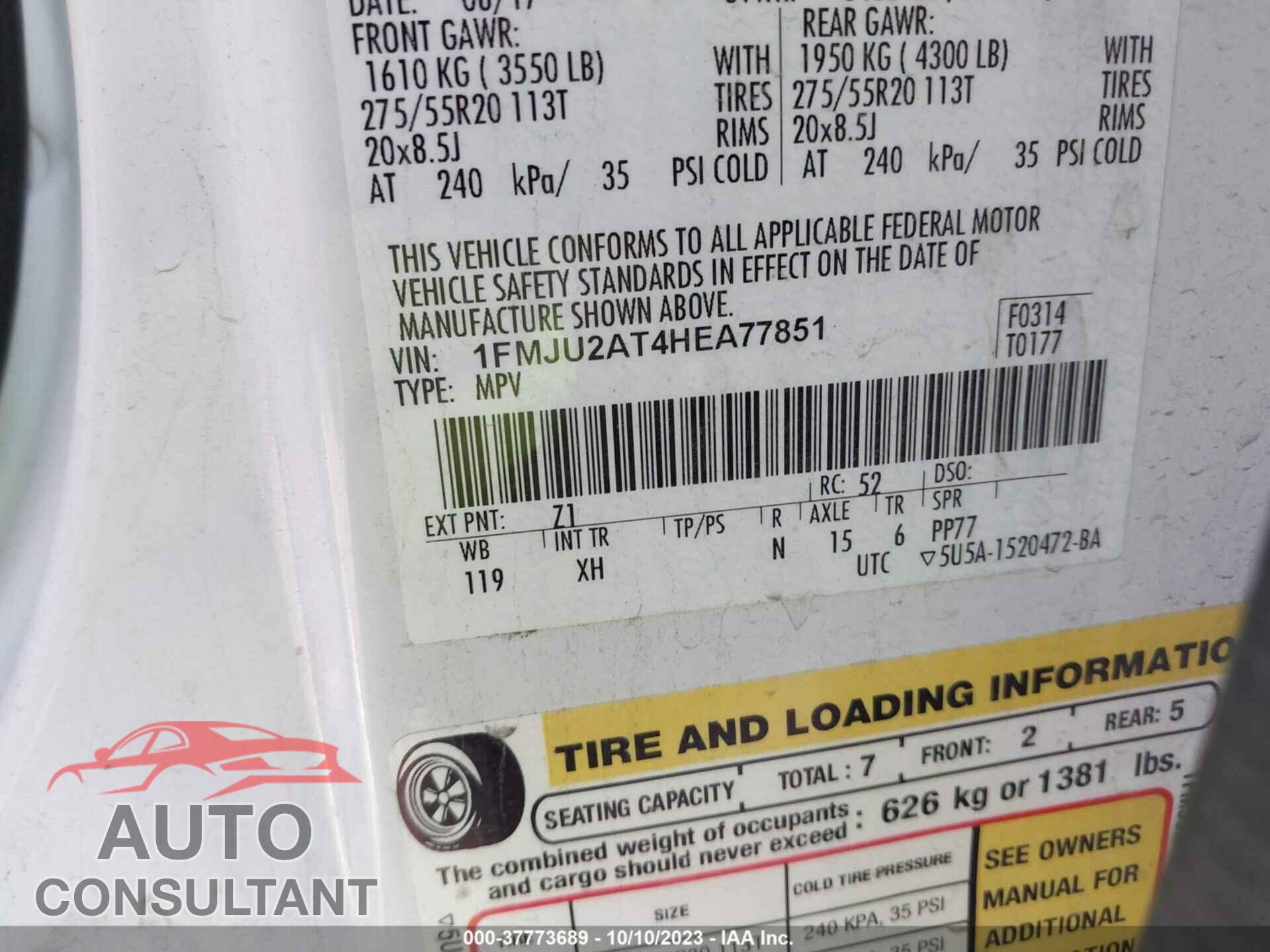 FORD EXPEDITION 2017 - 1FMJU2AT4HEA77851