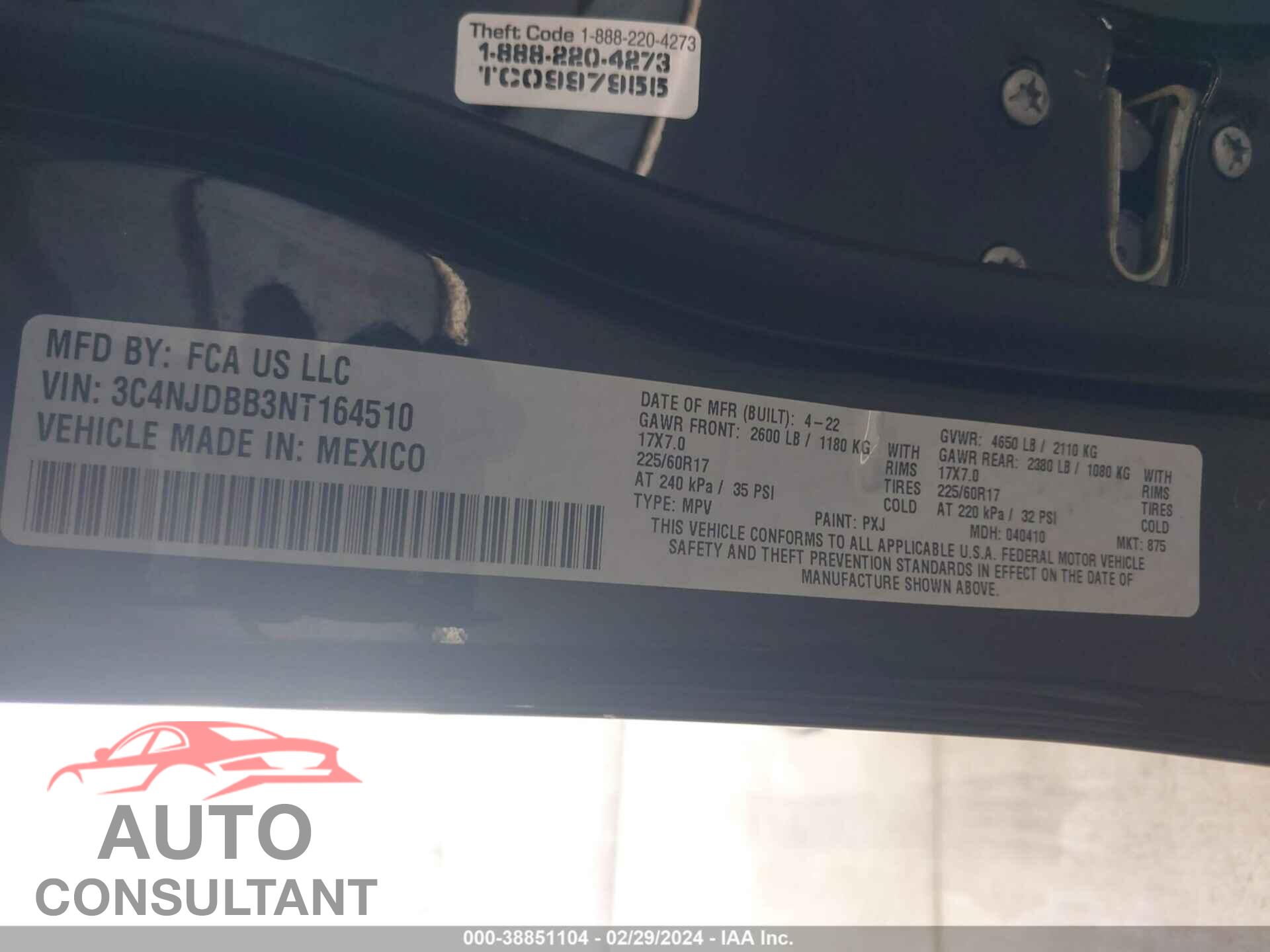 JEEP COMPASS 2022 - 3C4NJDBB3NT164510