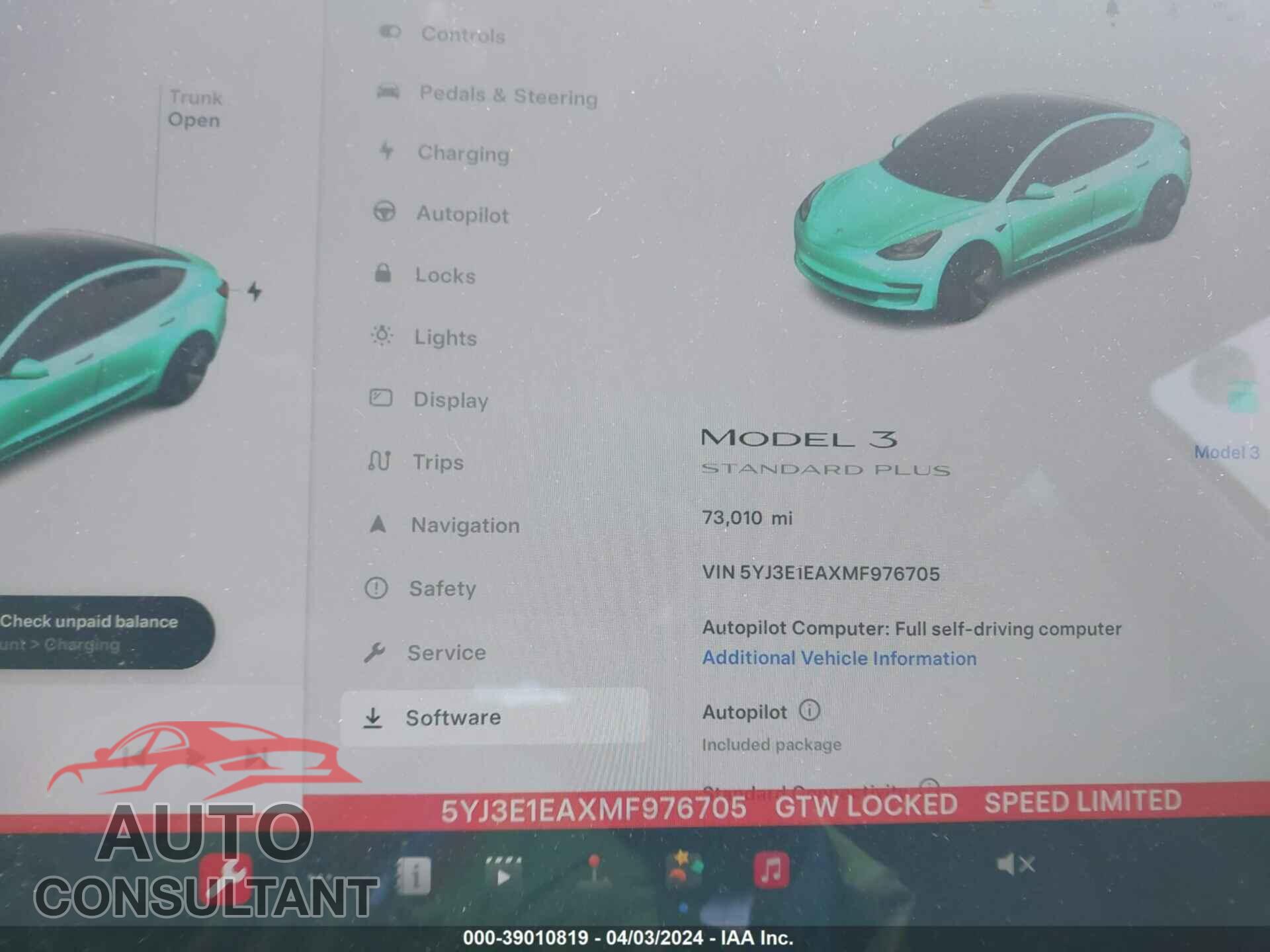 TESLA MODEL 3 2021 - 5YJ3E1EAXMF976705