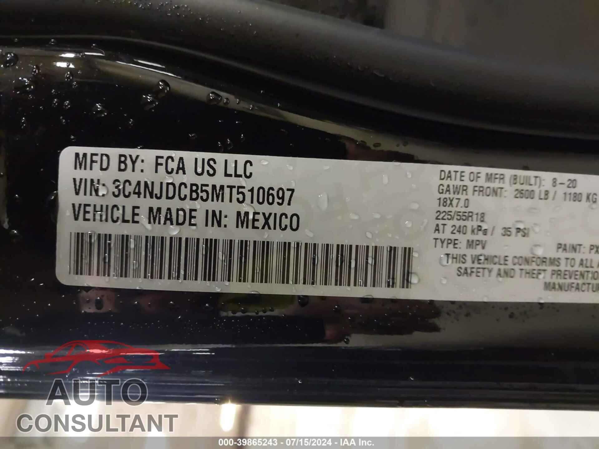 JEEP COMPASS 2021 - 3C4NJDCB5MT510697