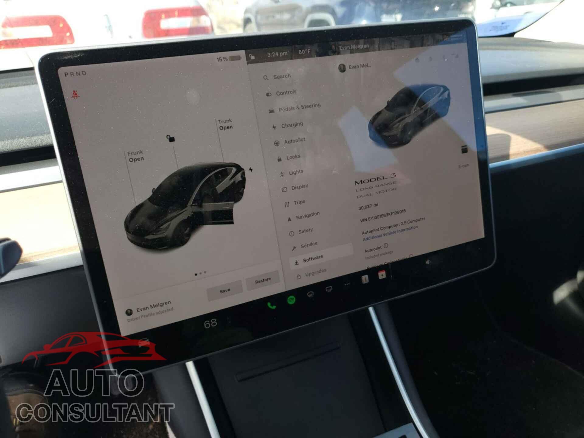 TESLA MODEL 3 2019 - 5YJ3E1EB3KF198916