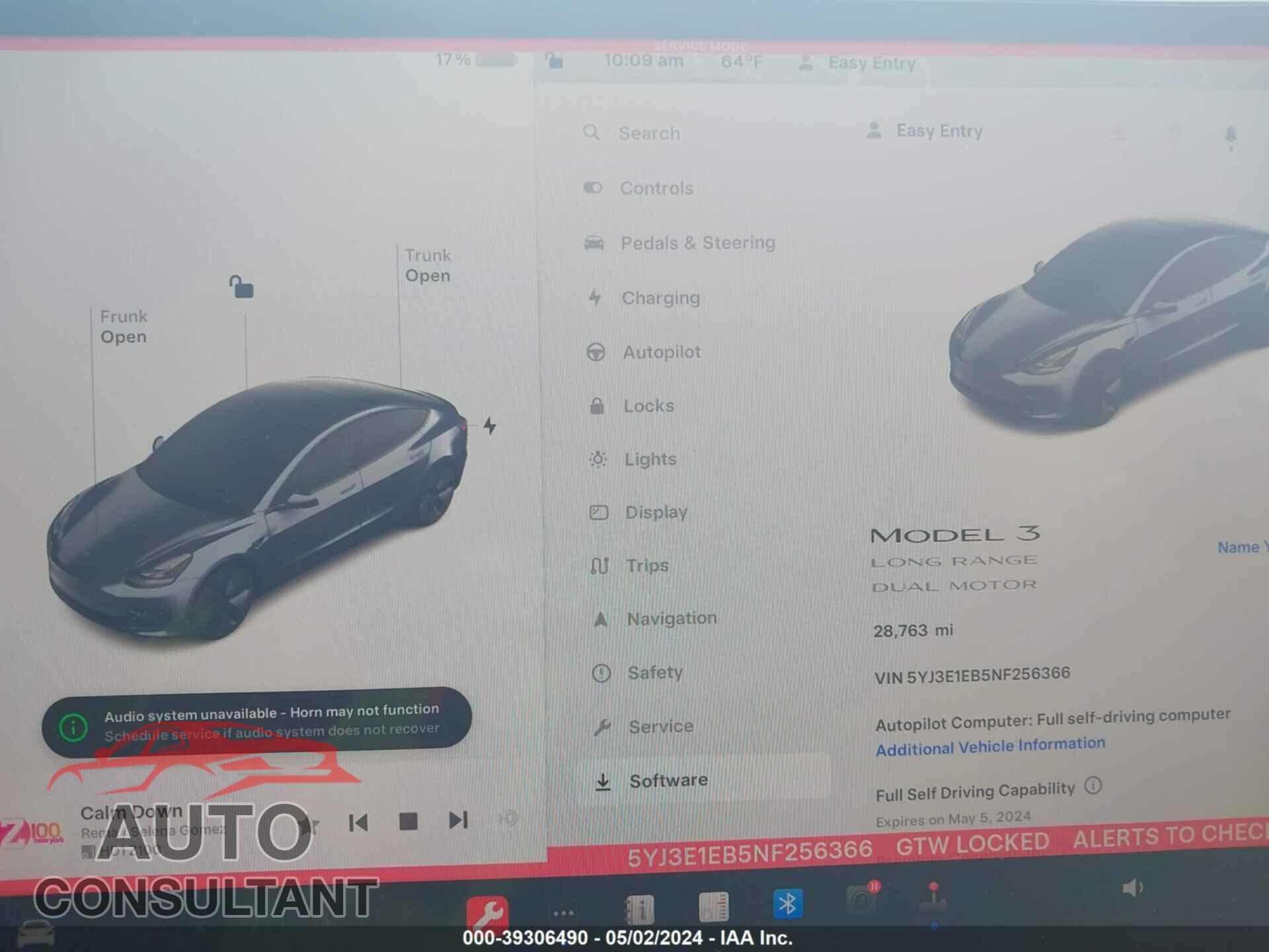 TESLA MODEL 3 2022 - 5YJ3E1EB5NF256366
