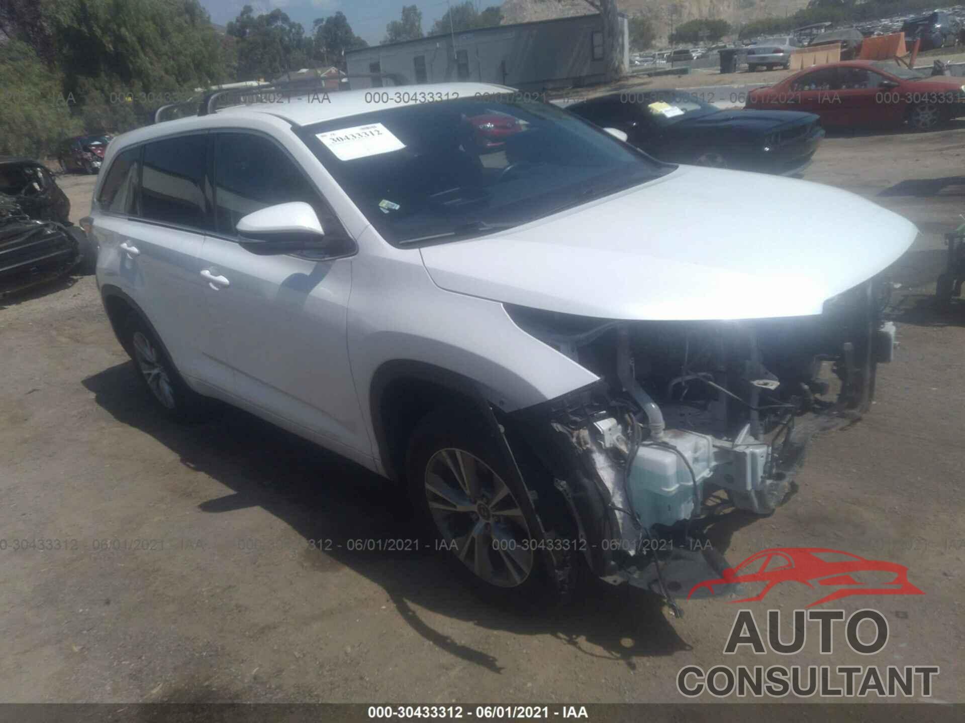 TOYOTA HIGHLANDER 2016 - 5TDZKRFH1GS181037