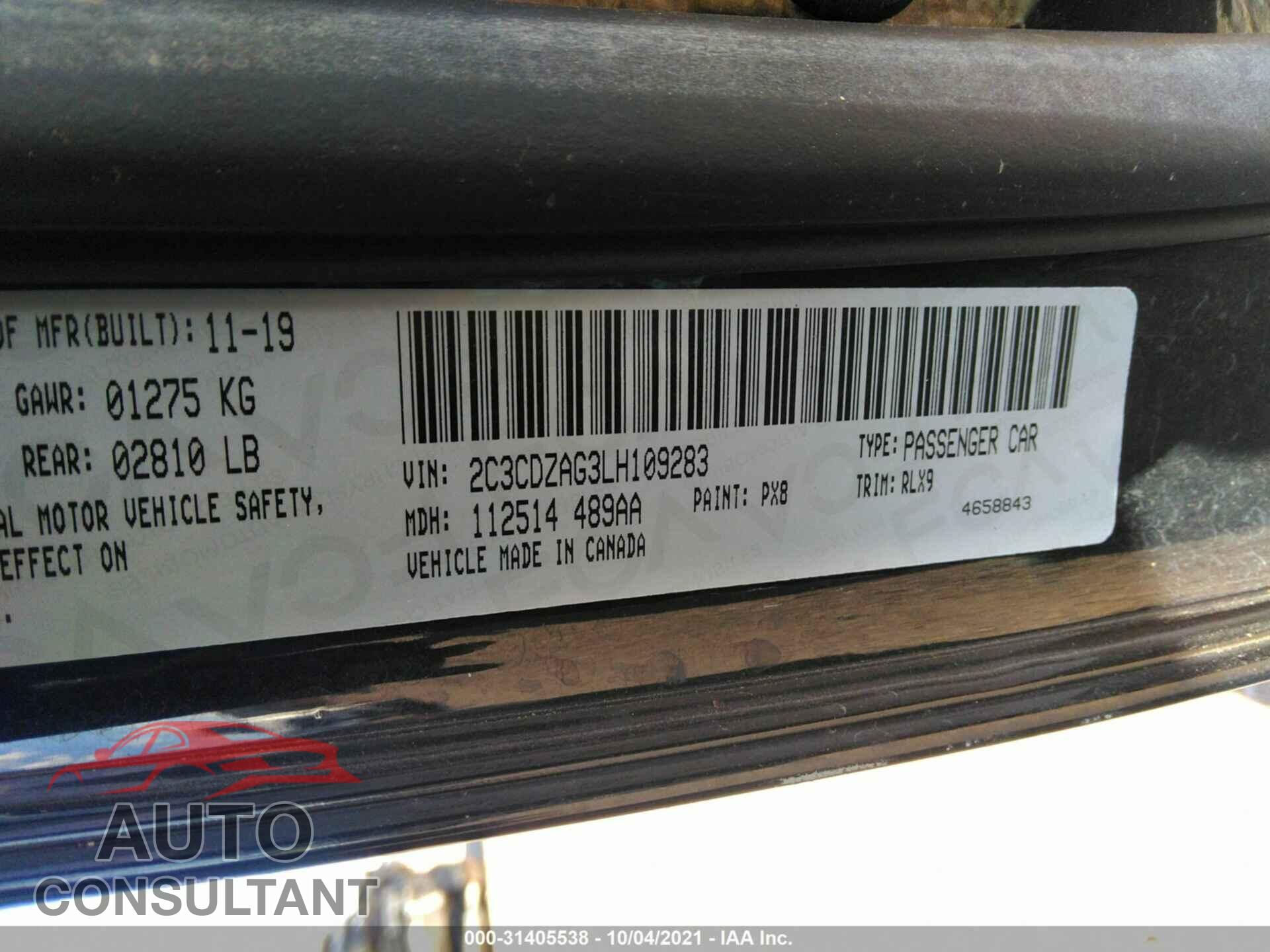 DODGE CHALLENGER 2020 - 2C3CDZAG3LH109283