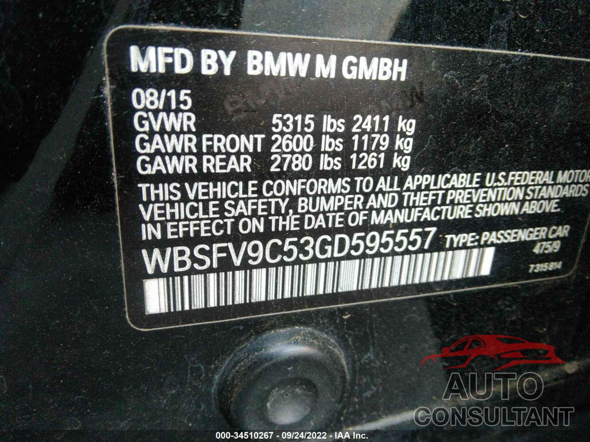 BMW M5 2016 - WBSFV9C53GD595557