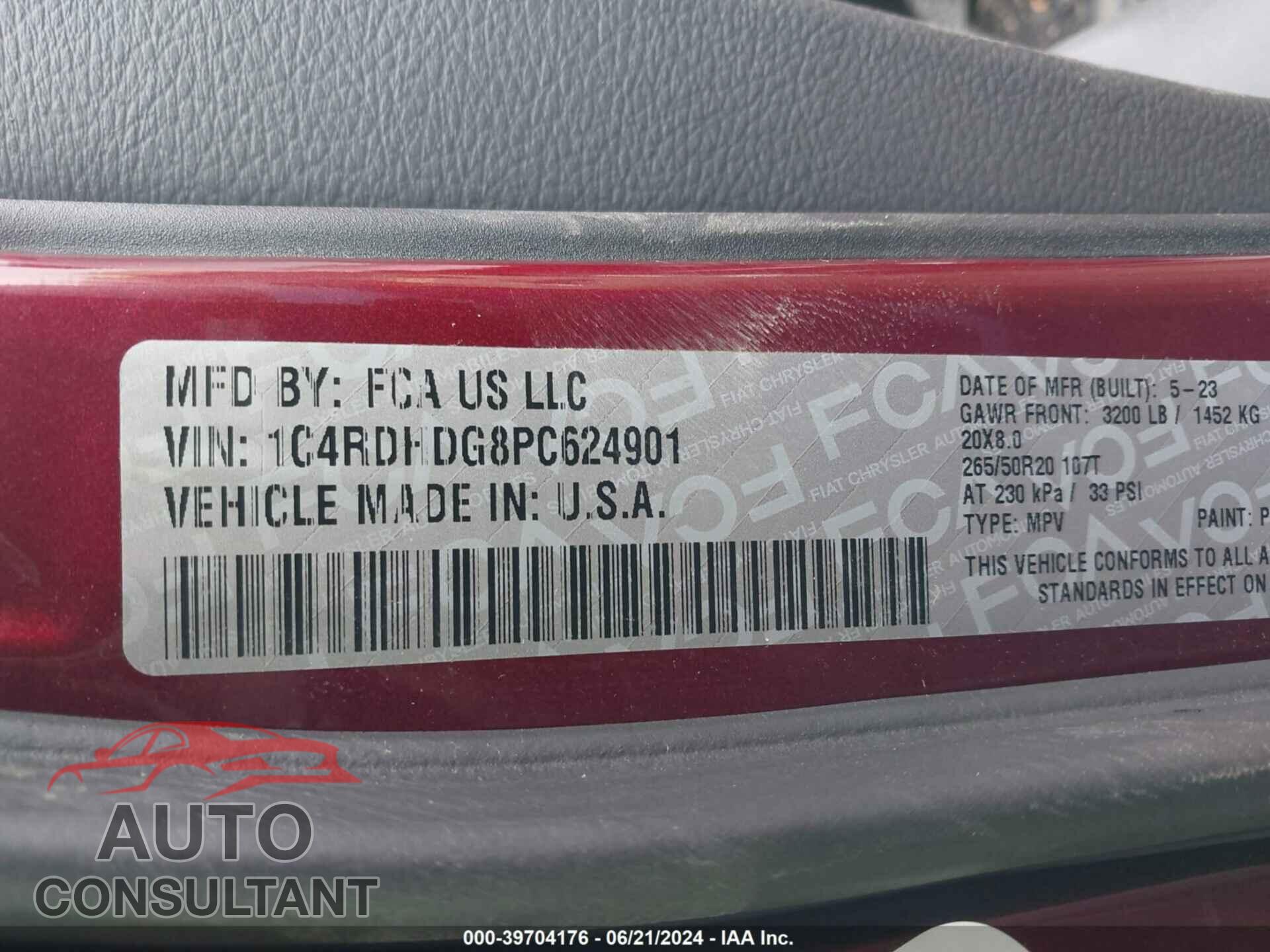 DODGE DURANGO 2023 - 1C4RDHDG8PC624901