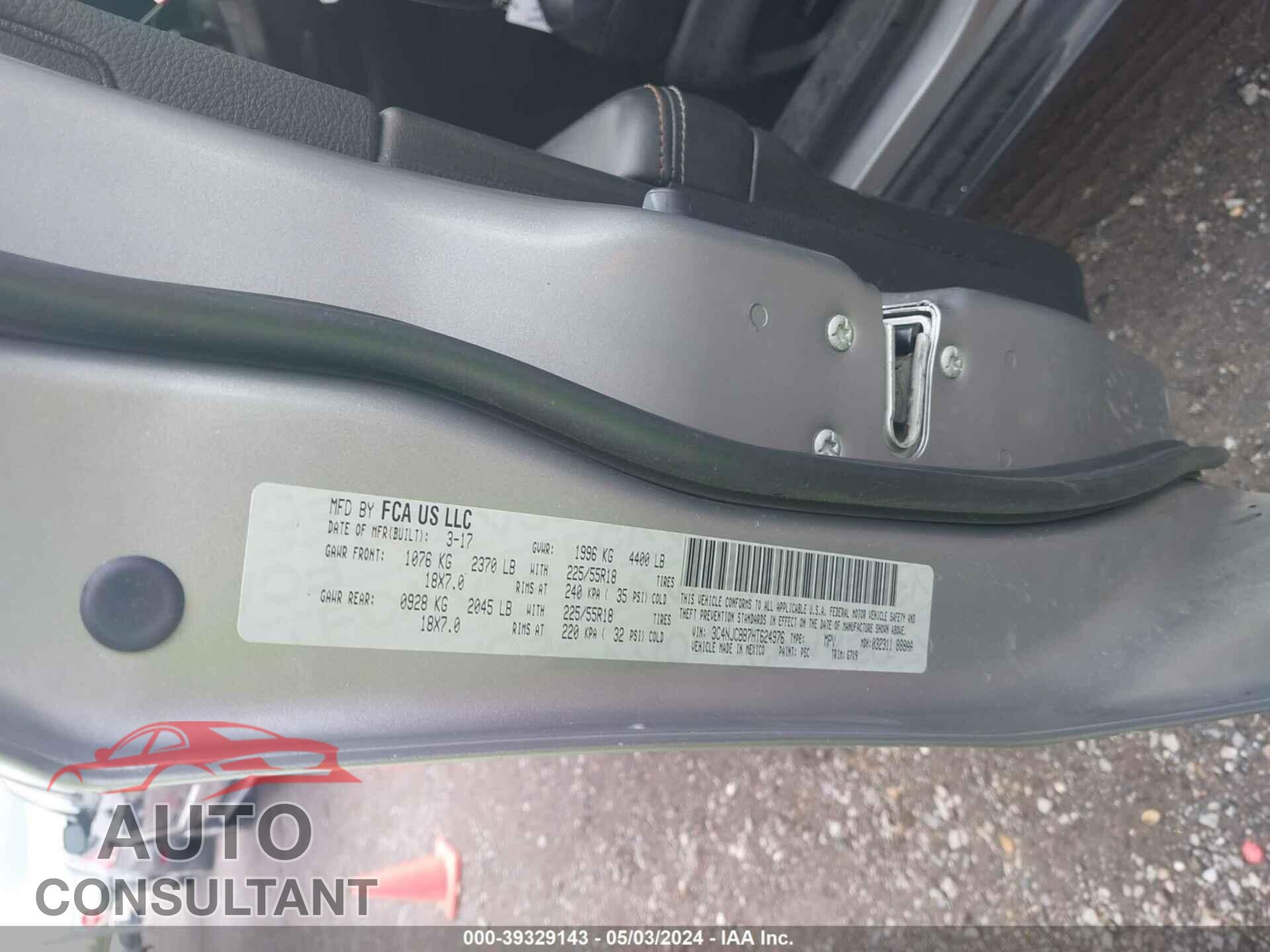 JEEP COMPASS 2017 - 3C4NJCBB7HT624976