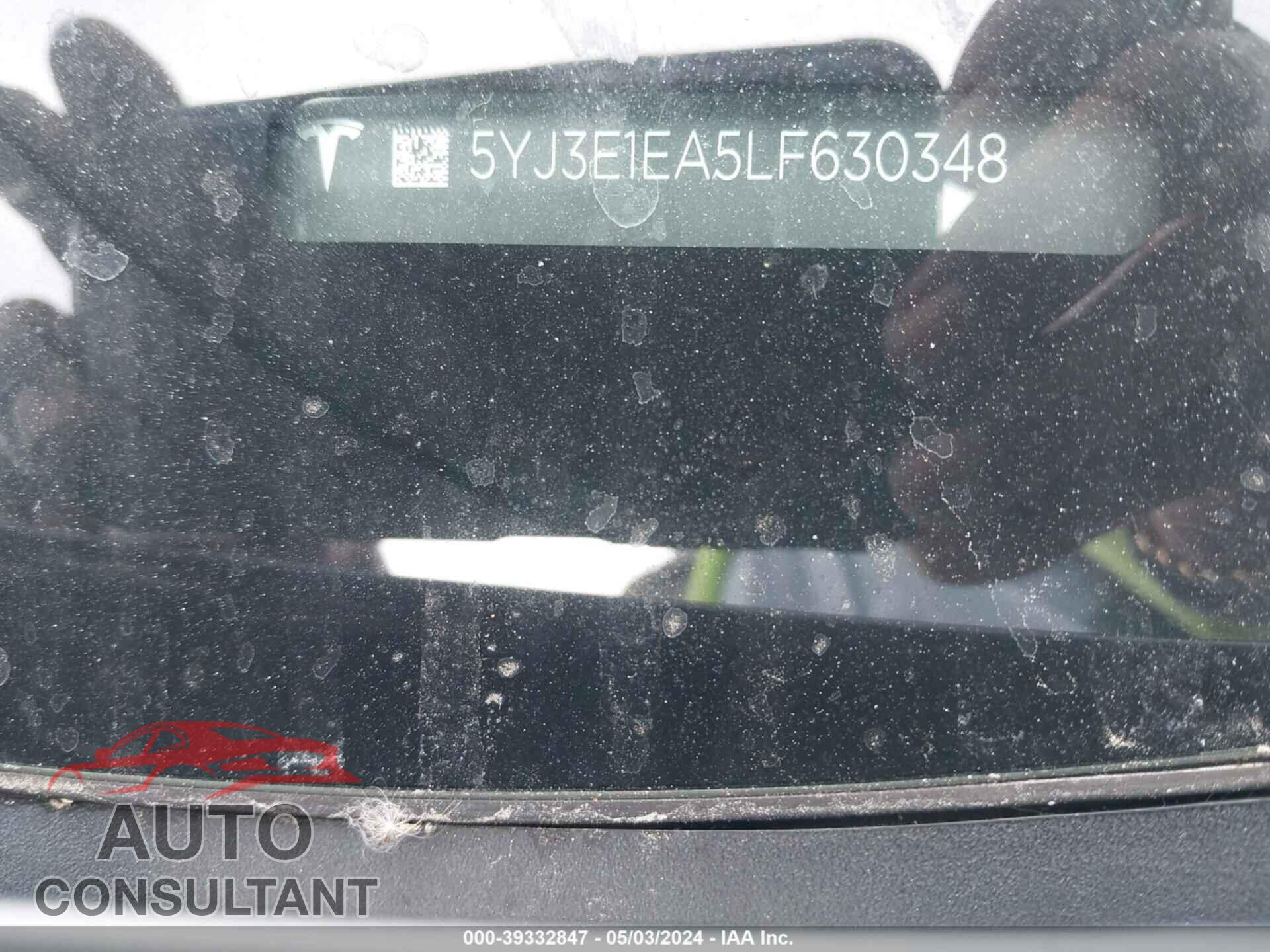 TESLA MODEL 3 2020 - 5YJ3E1EA5LF630348