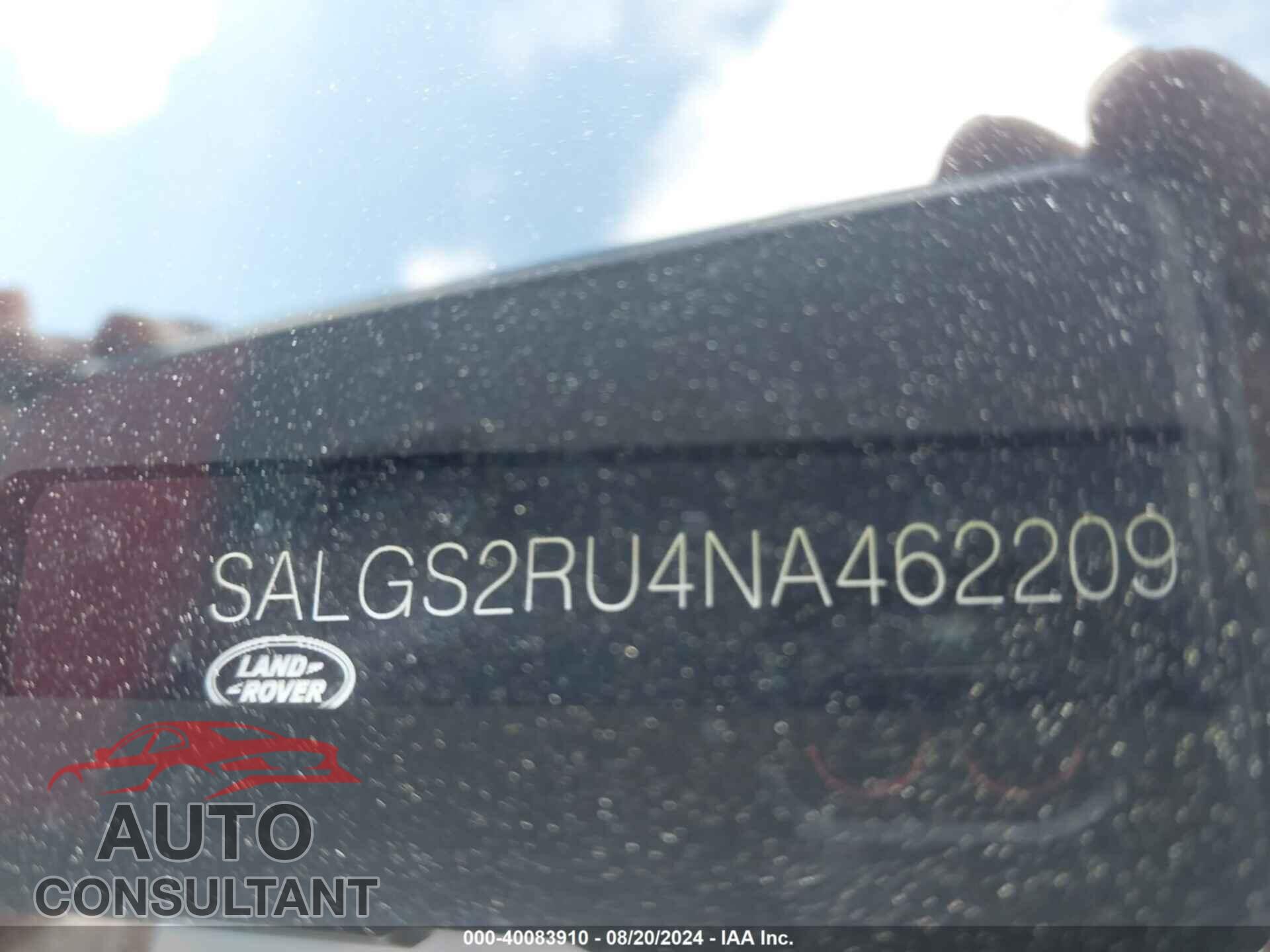 LAND ROVER RANGE ROVER 2022 - SALGS2RU4NA462209
