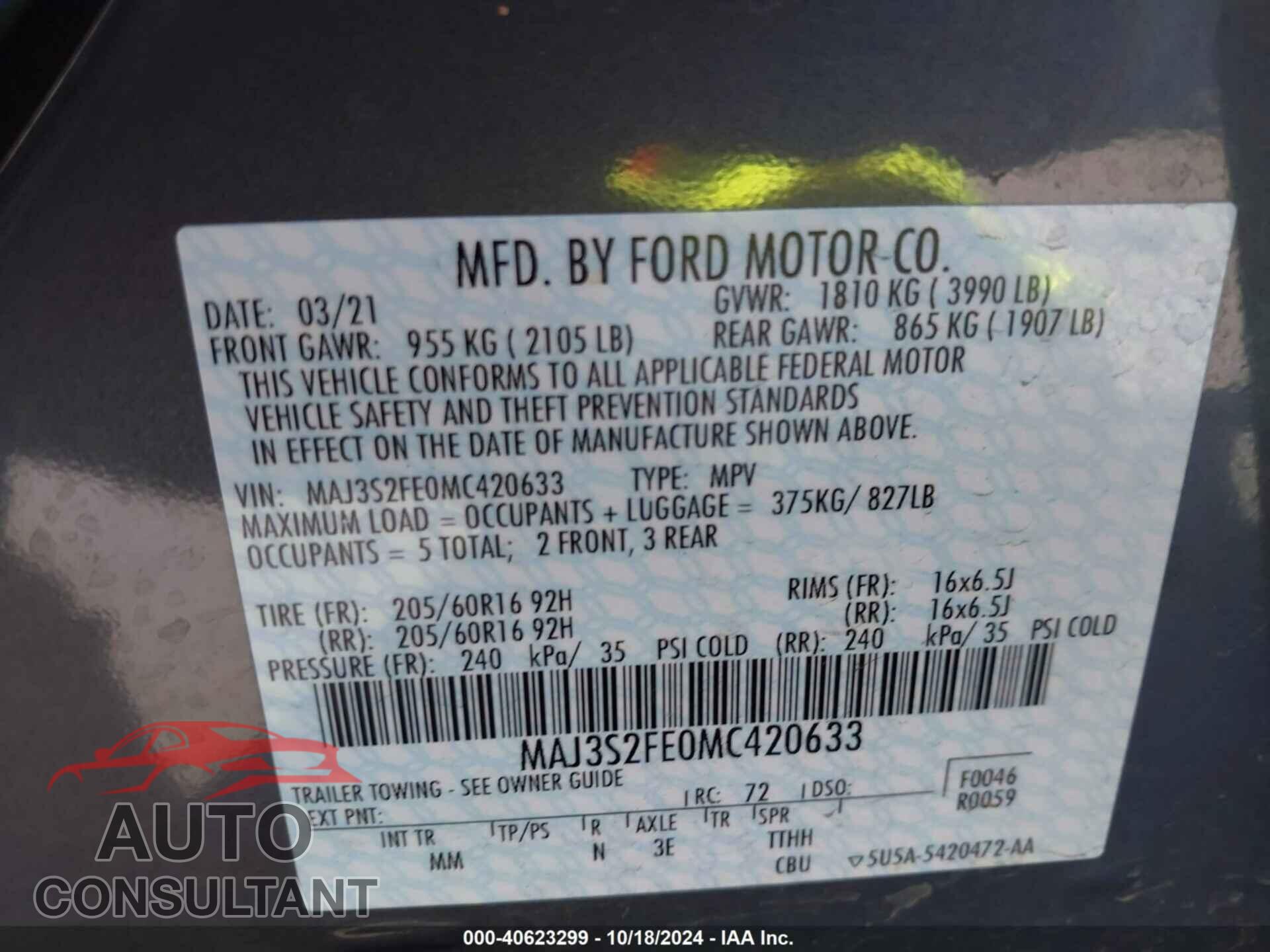 FORD ECOSPORT 2021 - MAJ3S2FE0MC420633