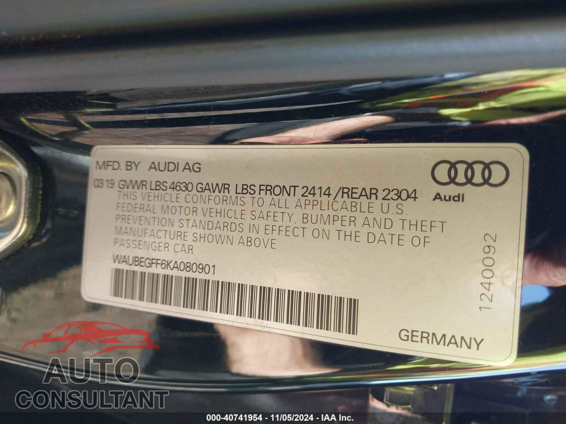AUDI A3 2019 - WAUBEGFF6KA080901