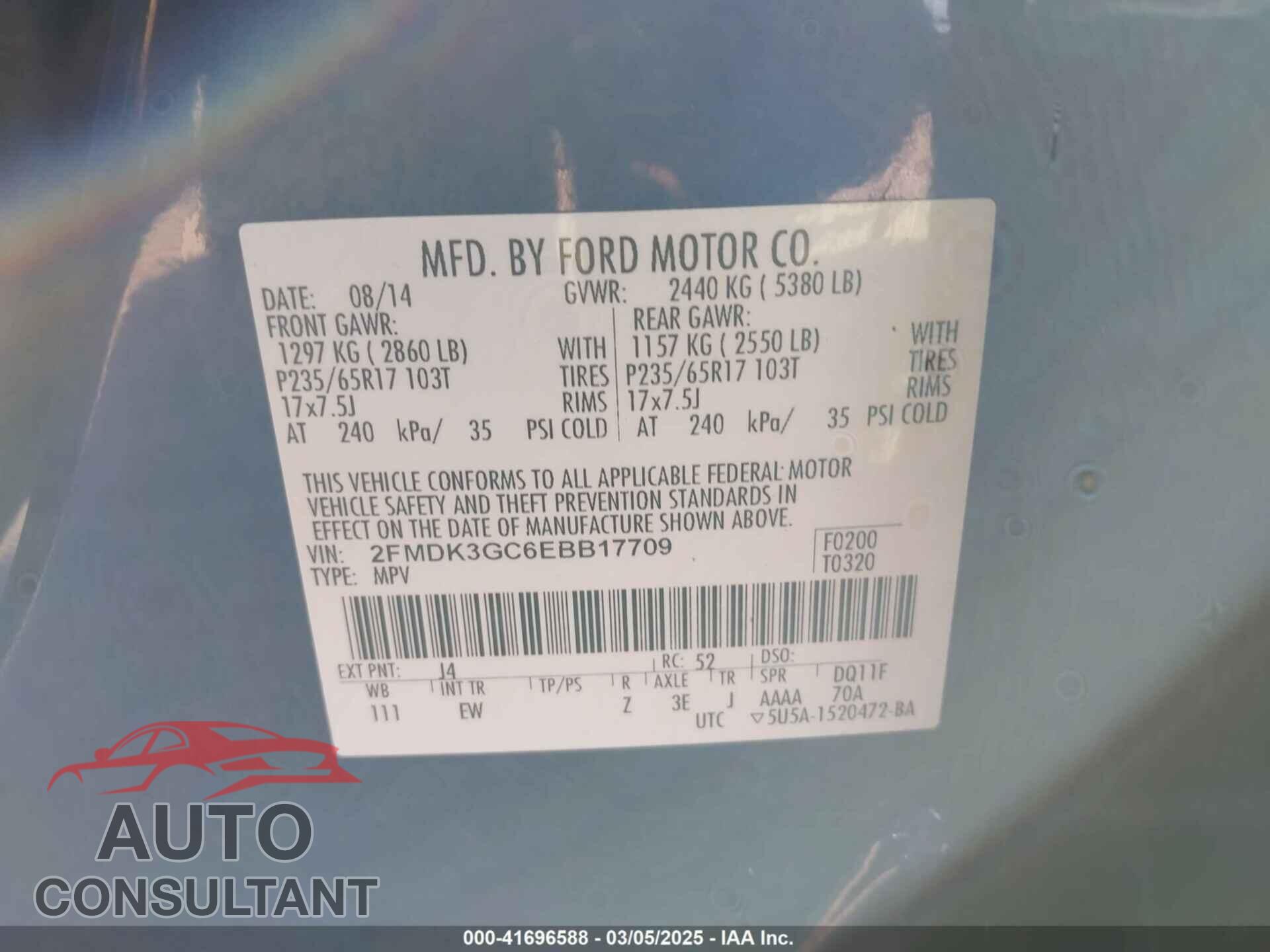 FORD EDGE 2014 - 2FMDK3GC6EBB17709