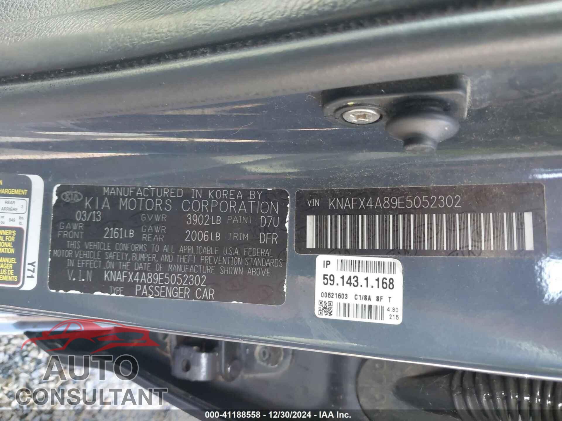 KIA FORTE 2014 - KNAFX4A89E5052302