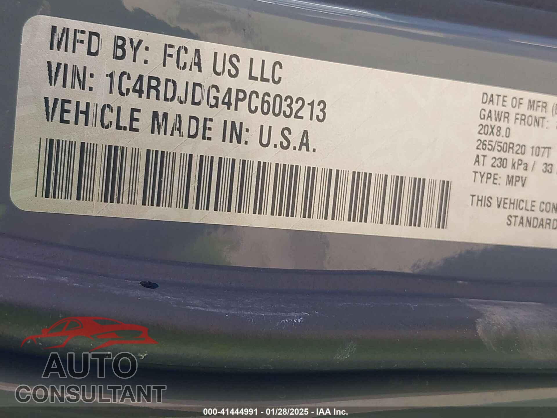 DODGE DURANGO 2023 - 1C4RDJDG4PC603213