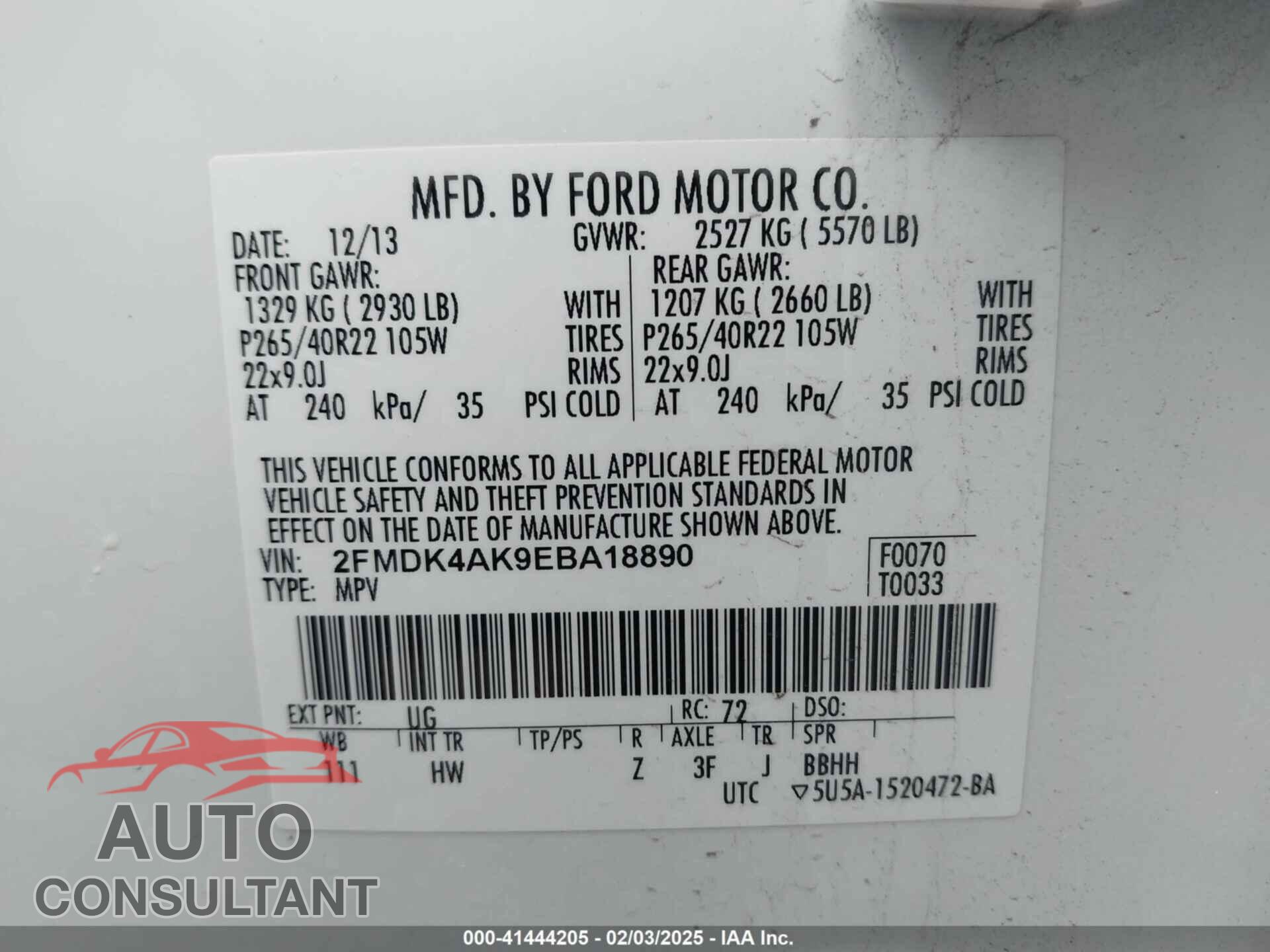 FORD EDGE 2014 - 2FMDK4AK9EBA18890