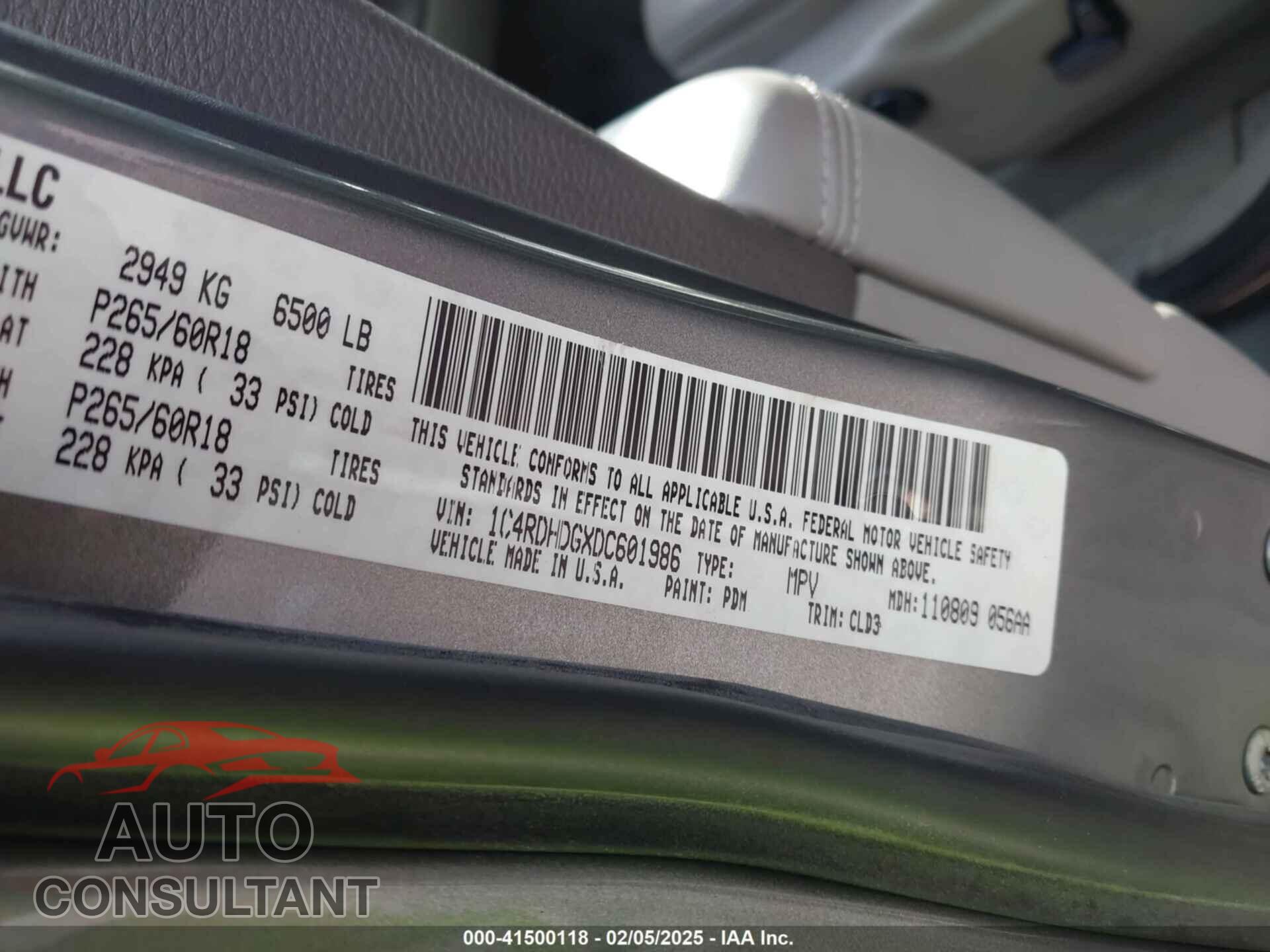 DODGE DURANGO 2013 - 1C4RDHDGXDC601986